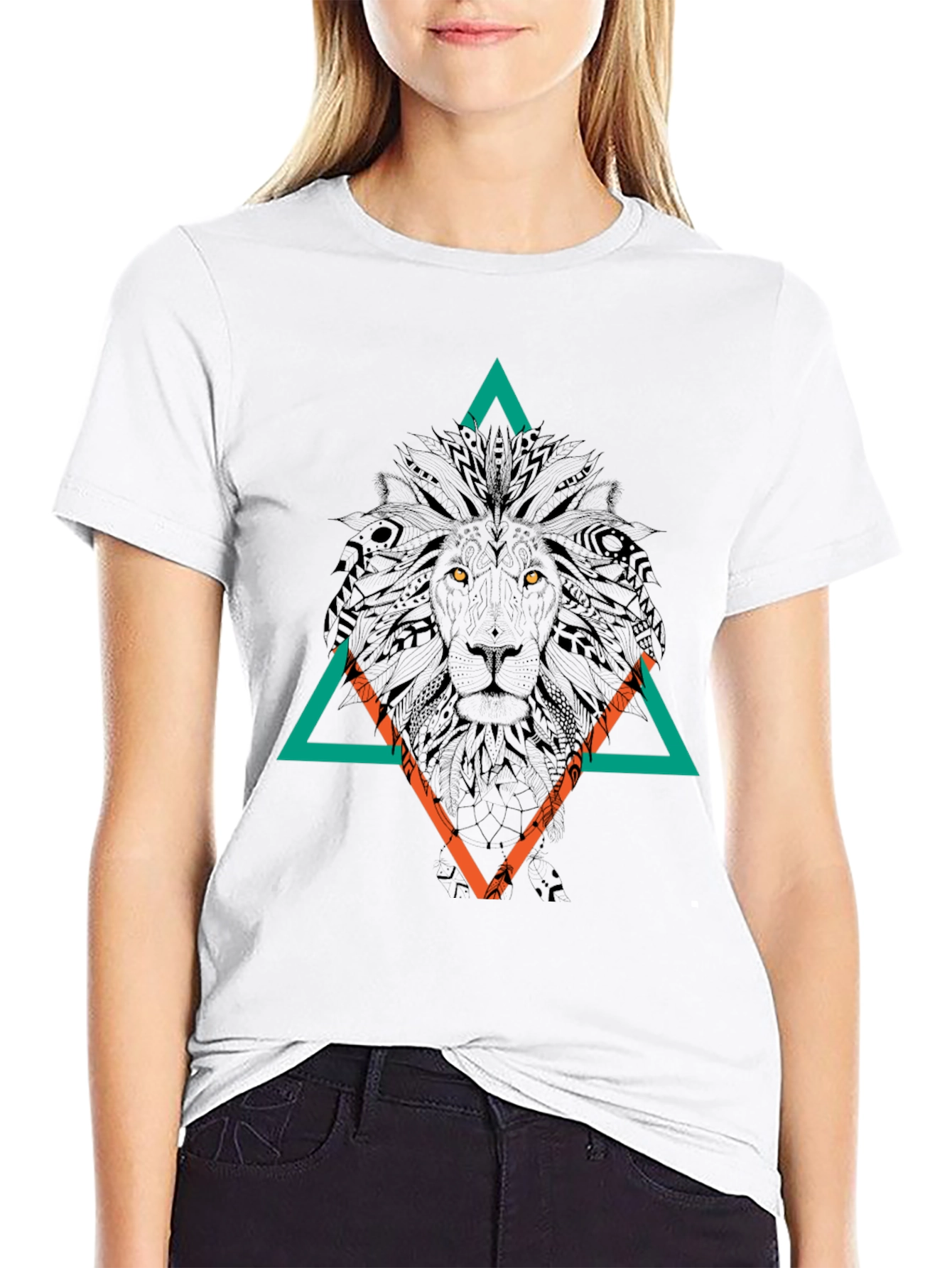Lion Graphic Tee - Abstract Geometric Design