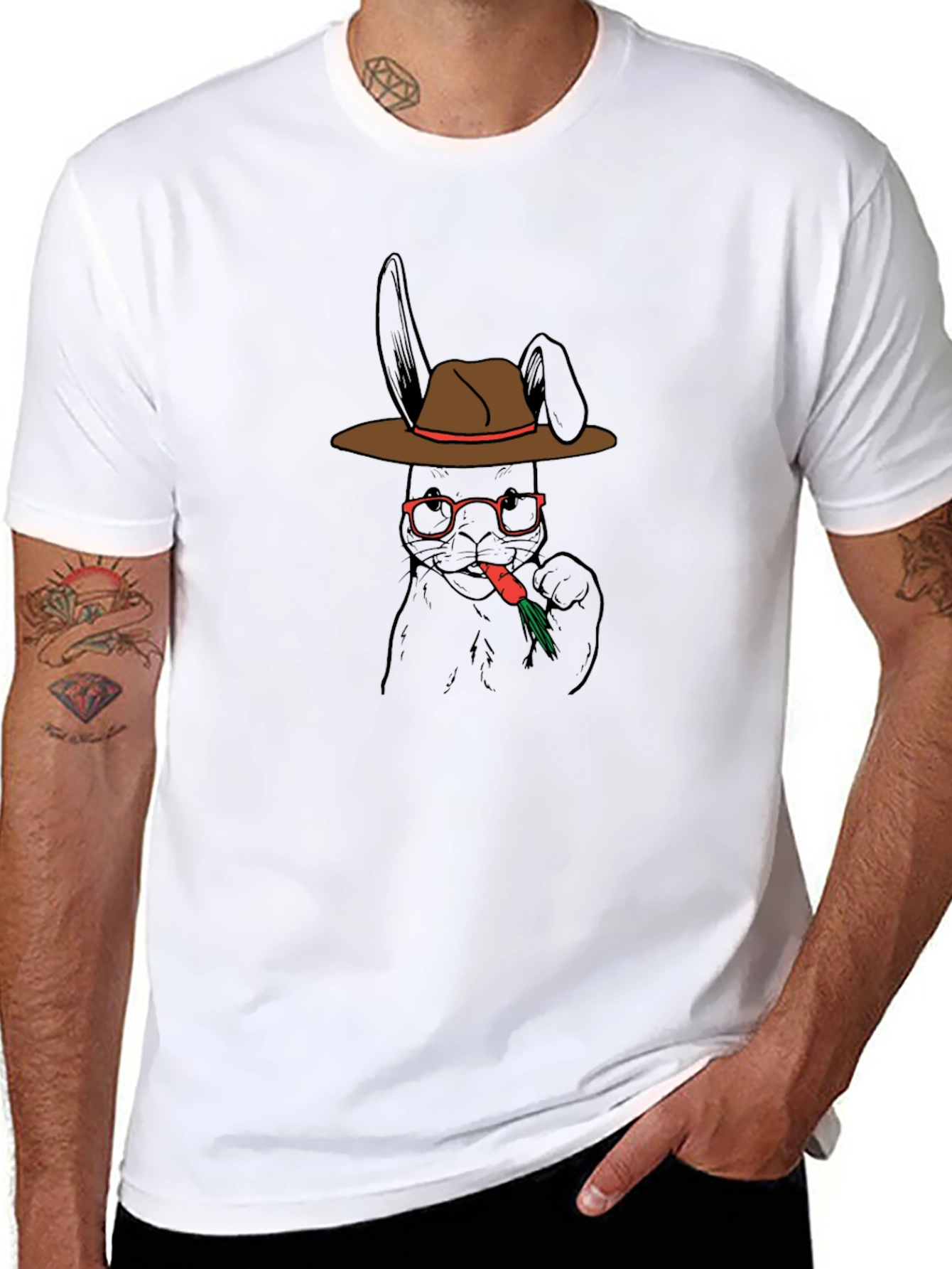 Cool Rabbit in Hat Graphic Tee