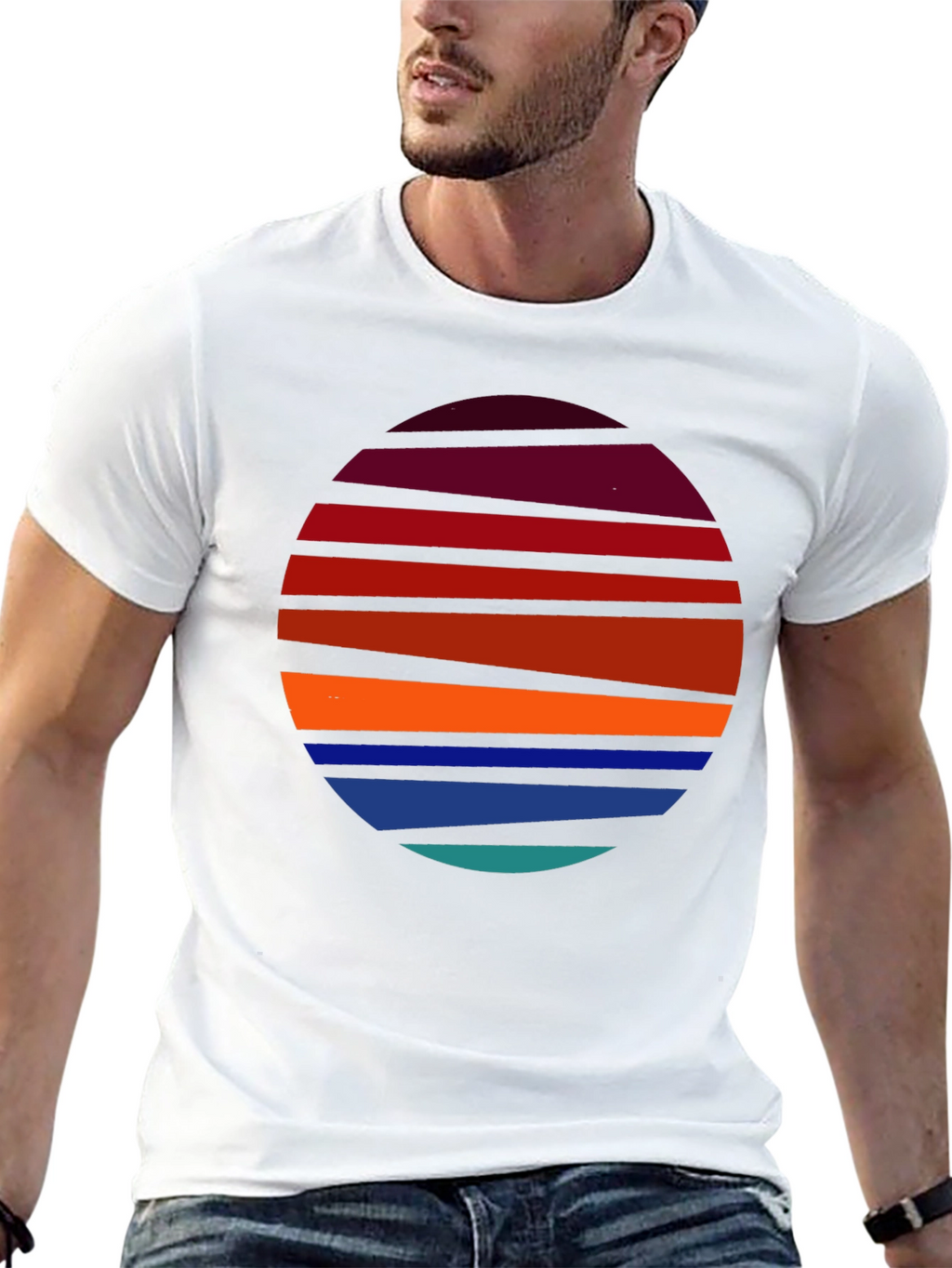 Retro Sunset Striped T-Shirt - Graphic Tee