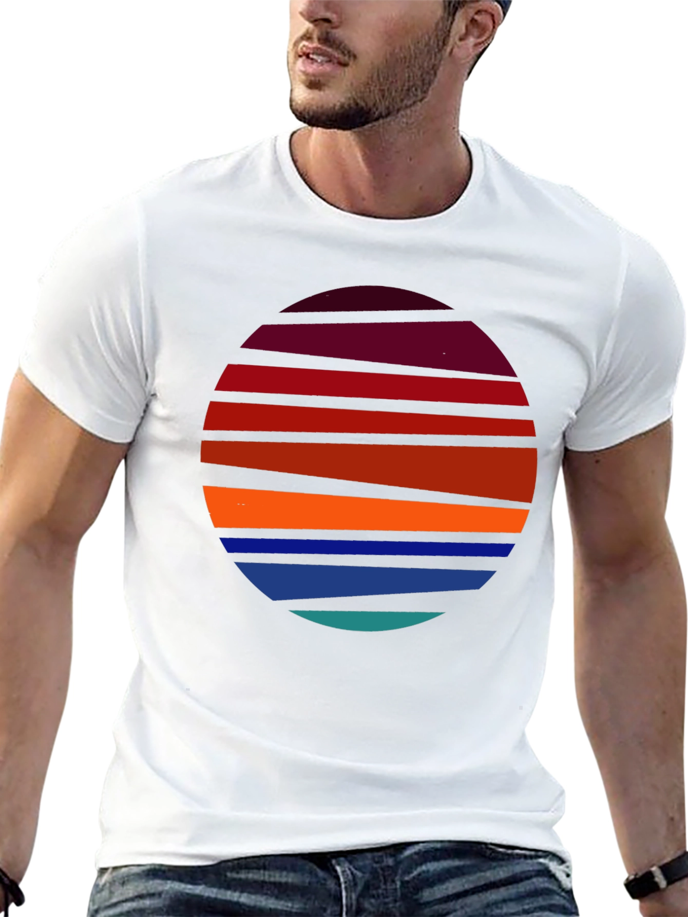 Retro Sunset Striped T-Shirt - Graphic Tee