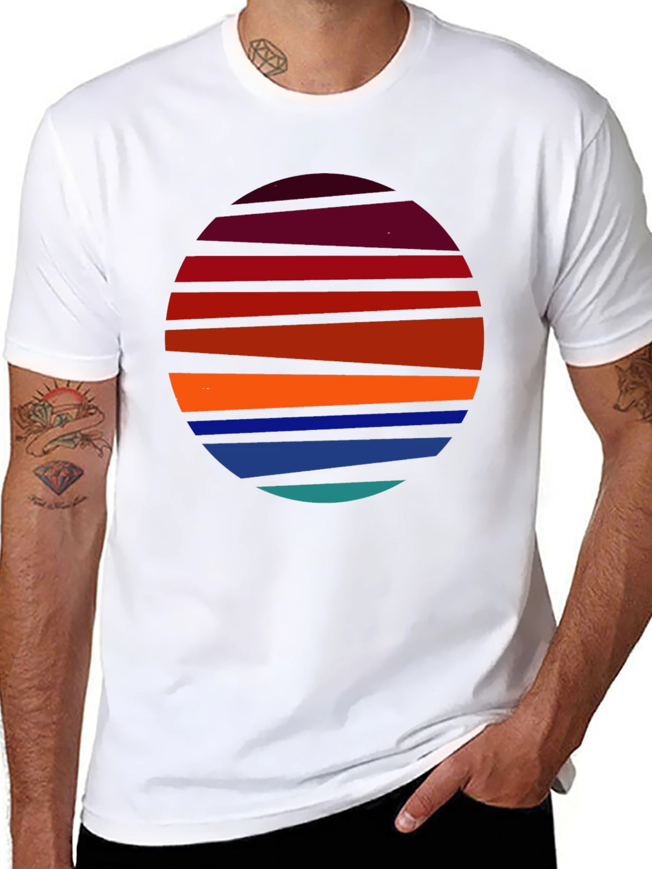 Retro Sunset Striped T-Shirt - Graphic Tee