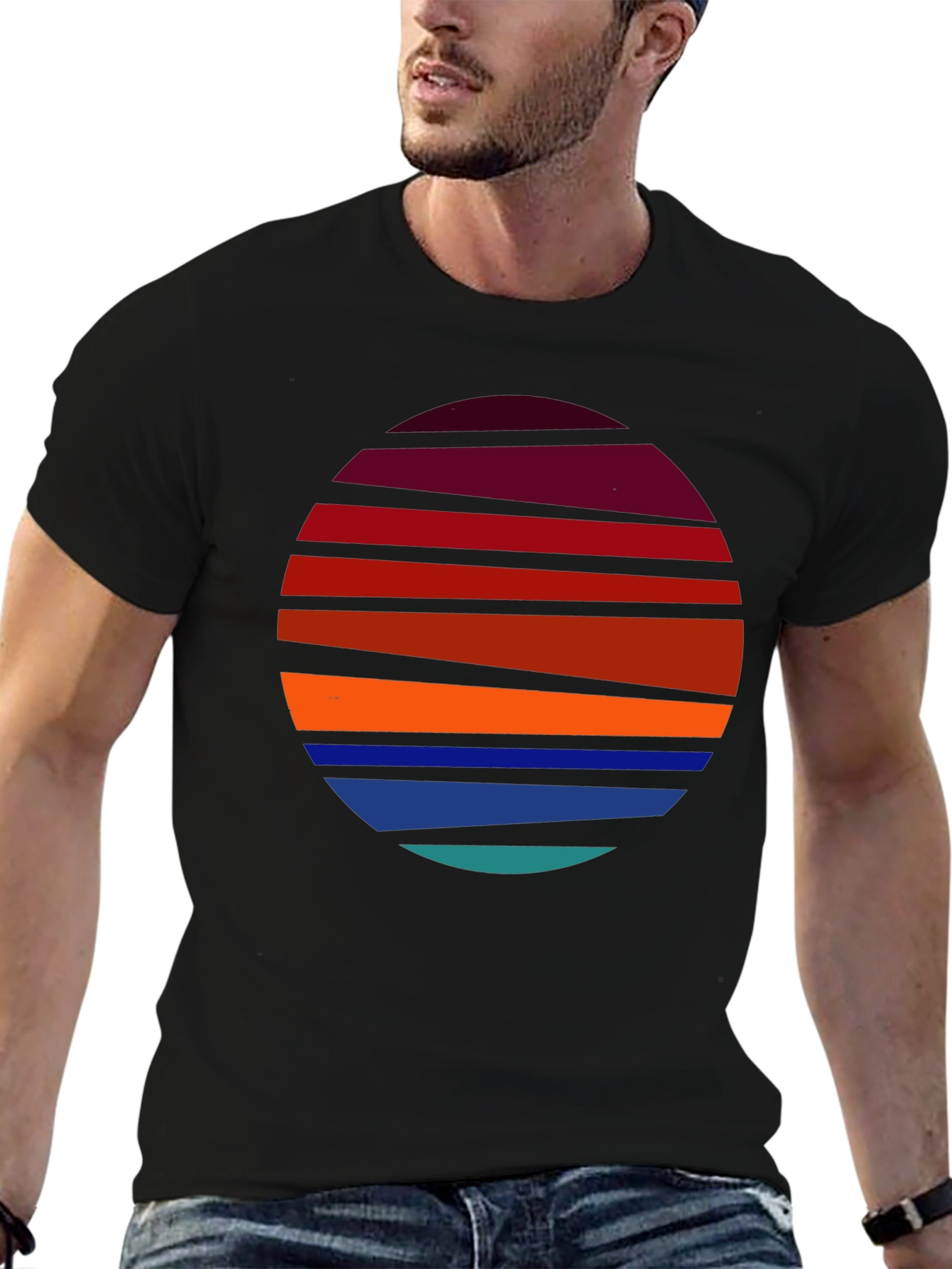 Retro Sunset Striped T-Shirt - Graphic Tee