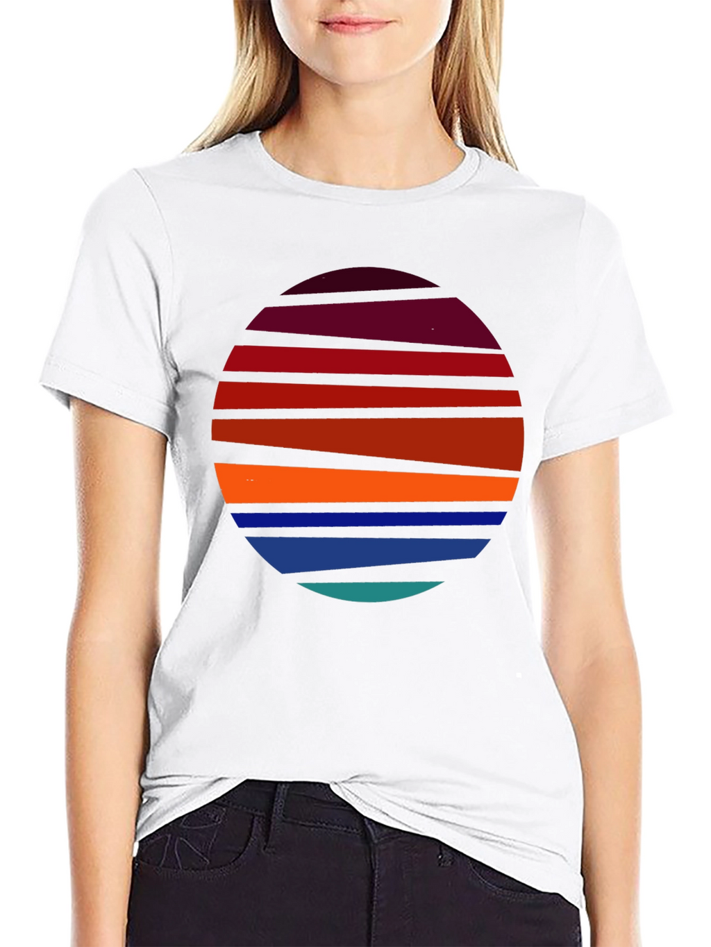Retro Sunset Striped T-Shirt - Graphic Tee
