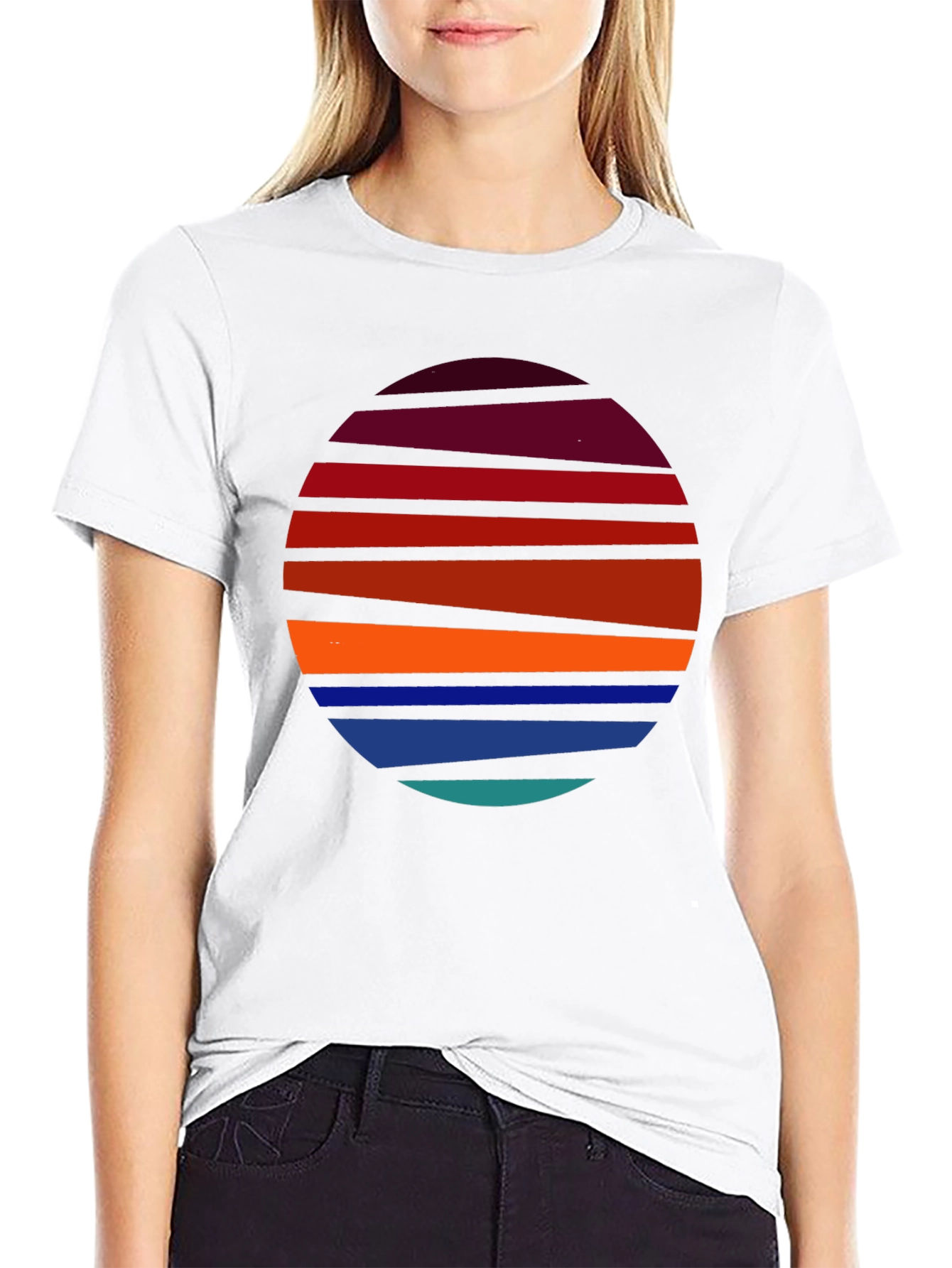 Retro Sunset Striped T-Shirt - Graphic Tee