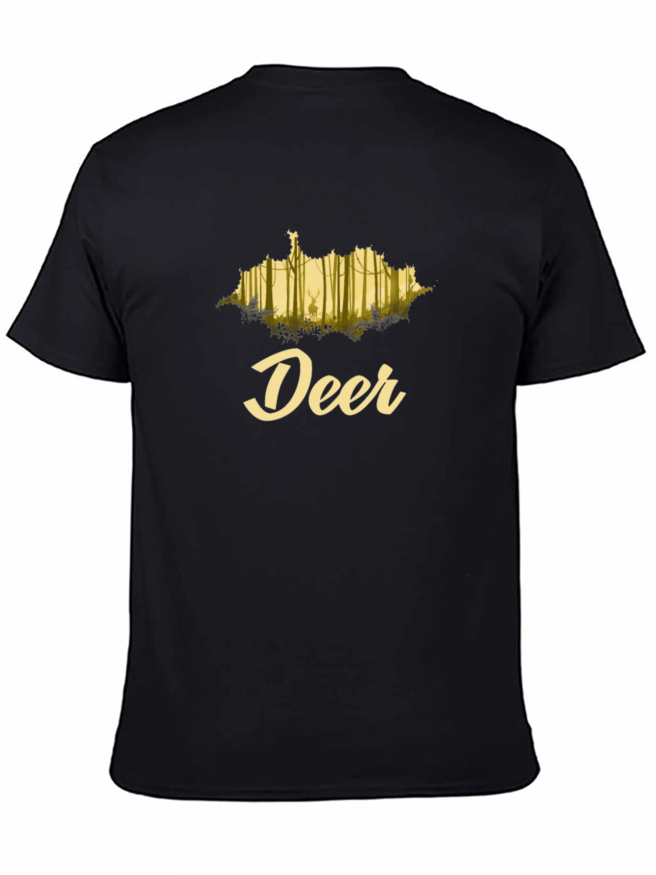 Deer Forest Graphic Black T-Shirt