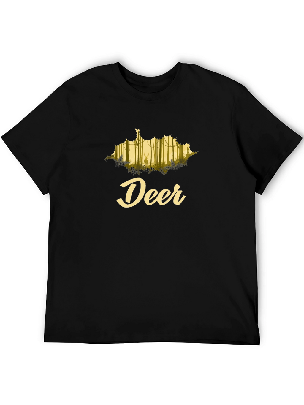 Deer Forest Graphic Black T-Shirt
