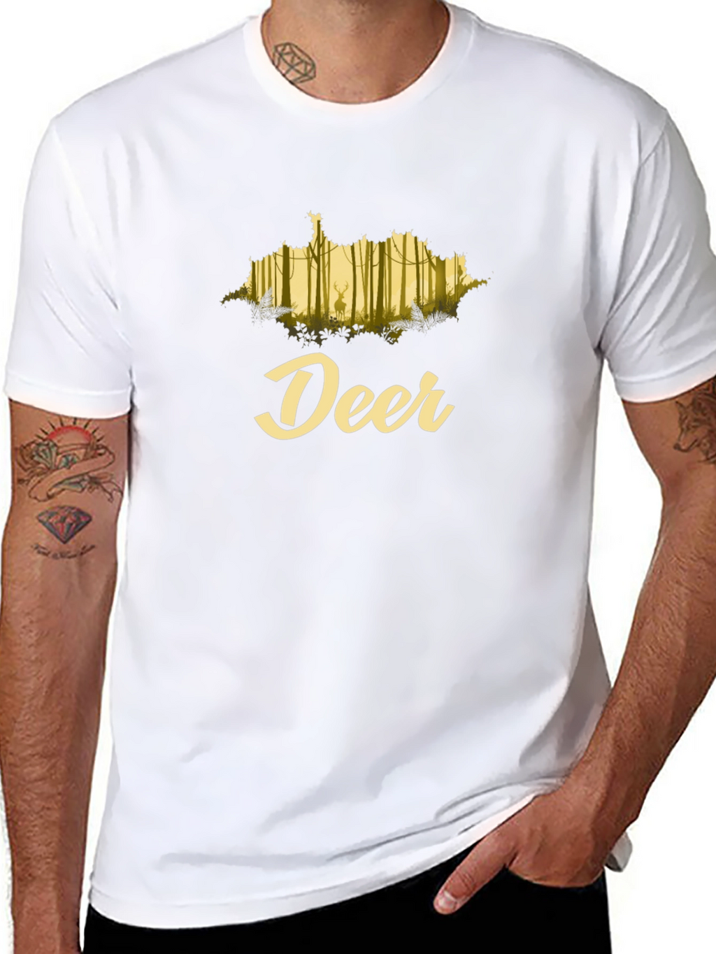Deer Forest Graphic Black T-Shirt