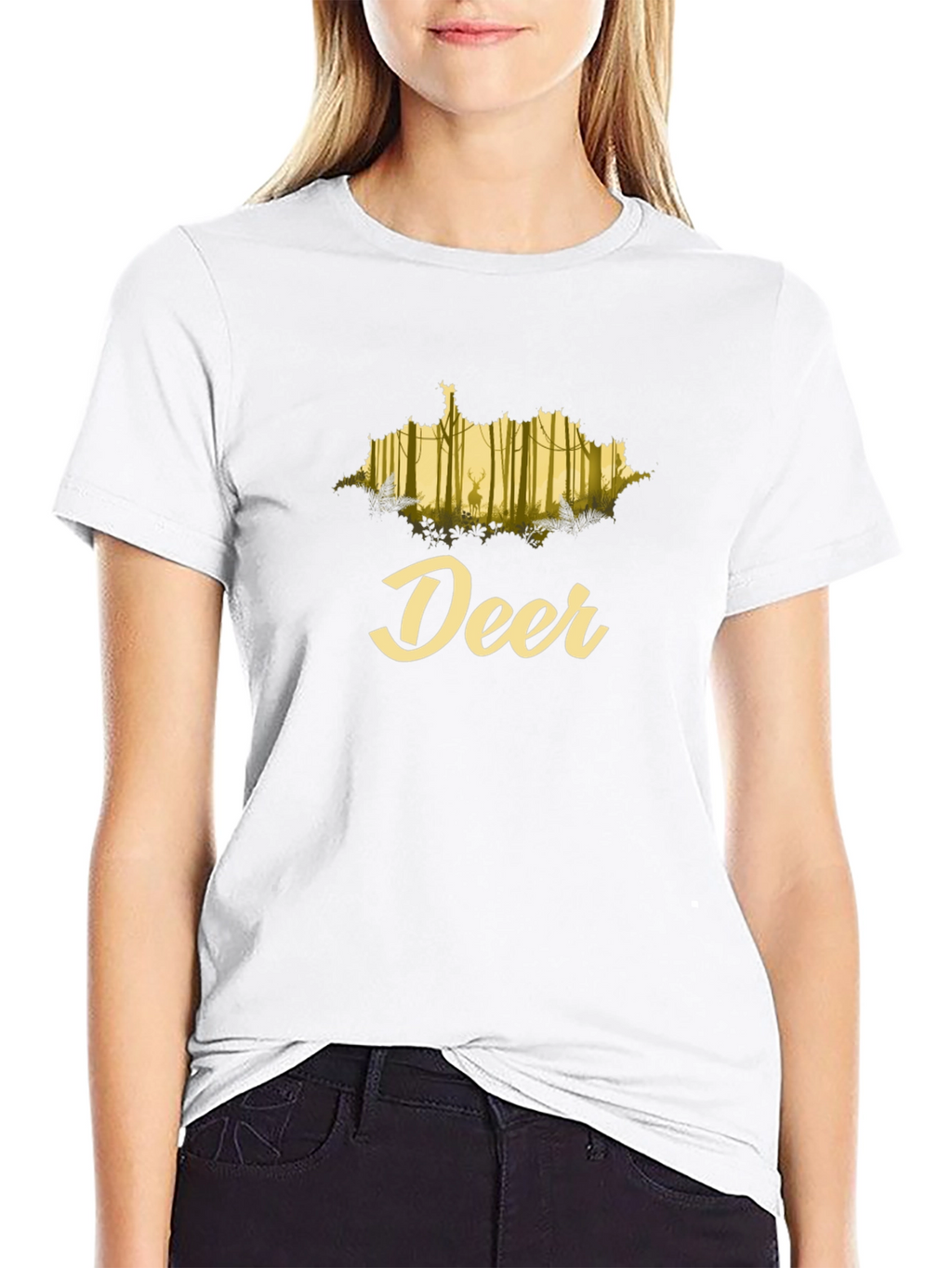 Deer Forest Graphic Black T-Shirt