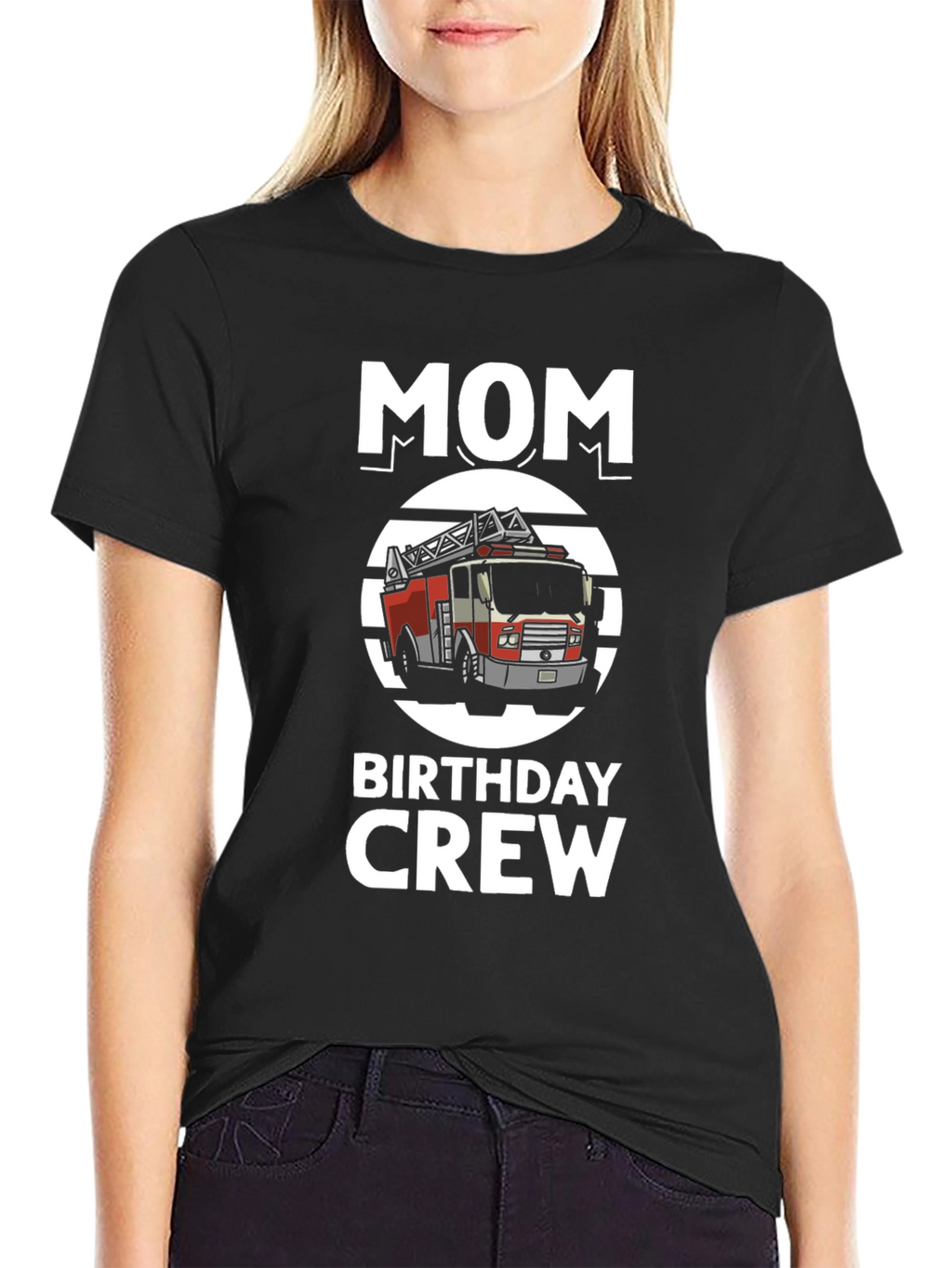 Mom Birthday Crew Firetruck Graphic Tee