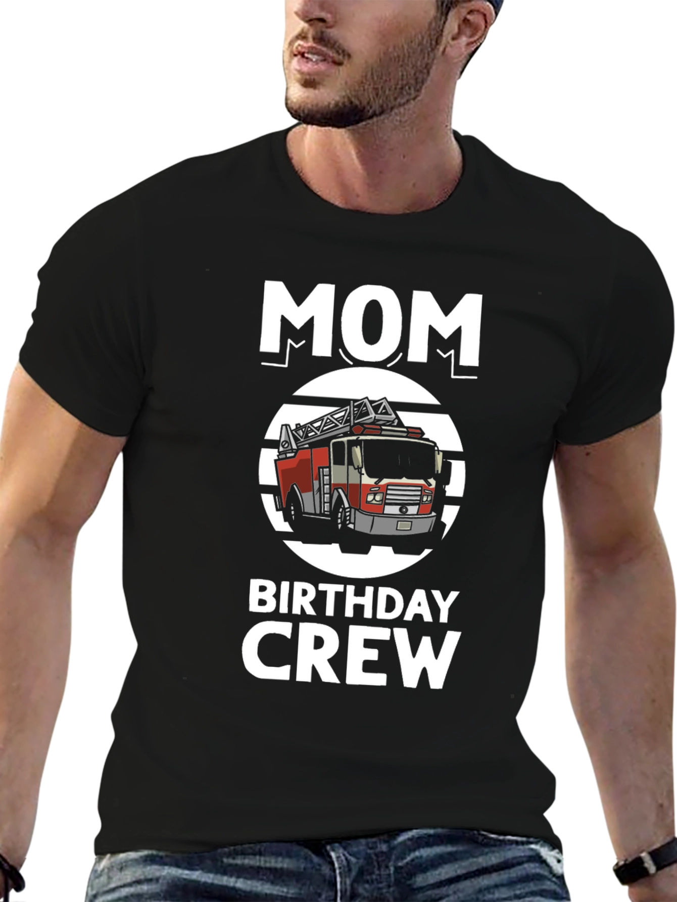 Mom Birthday Crew Firetruck Graphic Tee