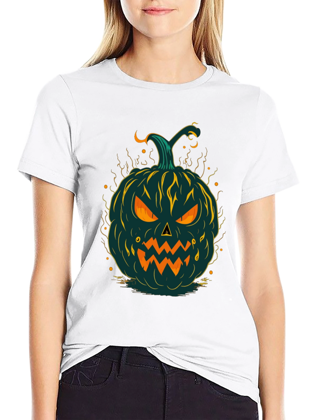 Halloween Pumpkin Graphic Tee - Spooky Style