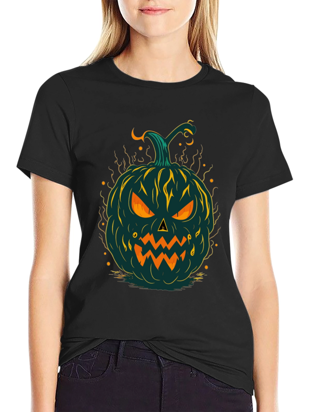 Halloween Pumpkin Graphic Tee - Spooky Style