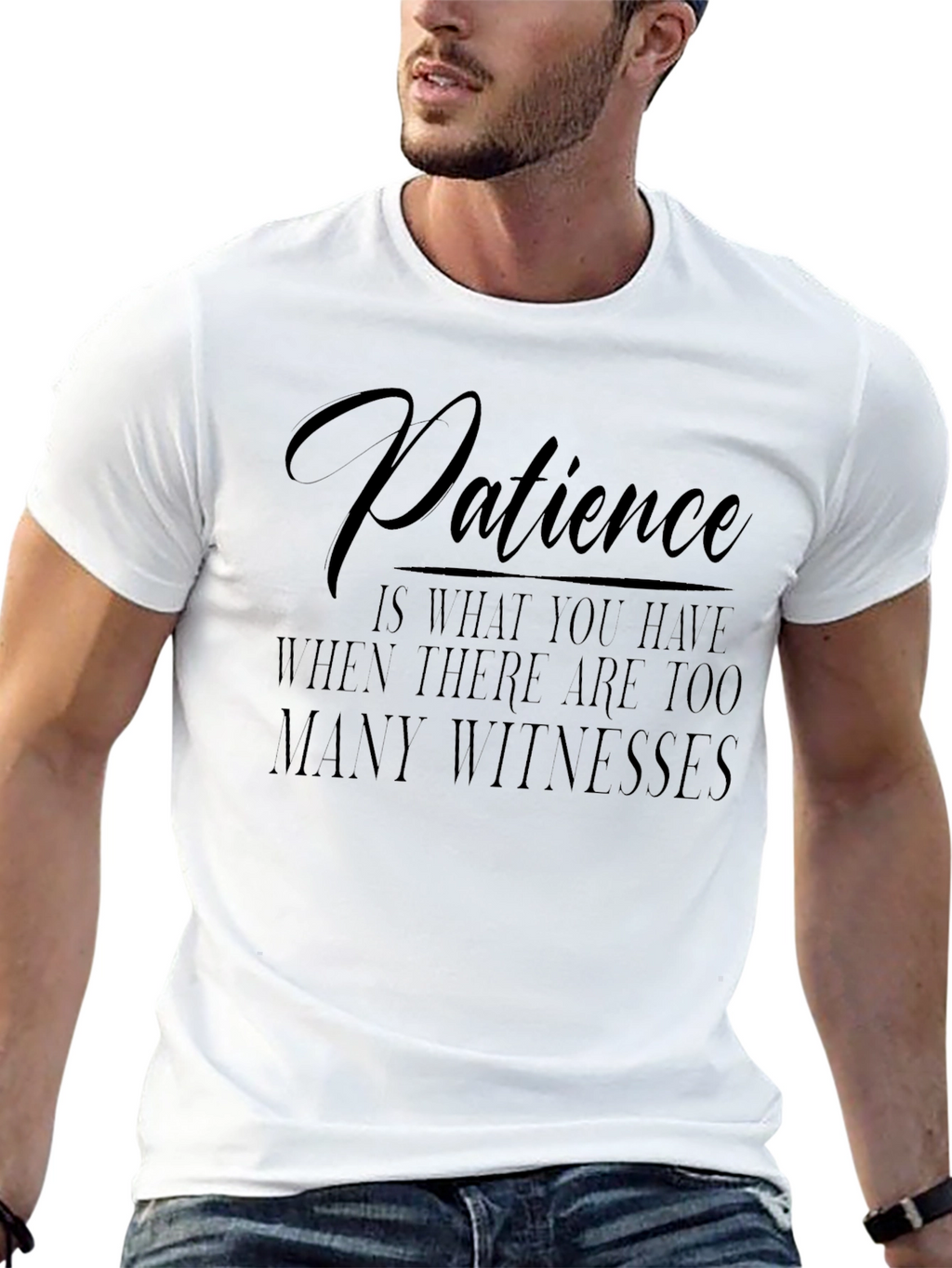 Patience Quote Mens Black T-Shirt