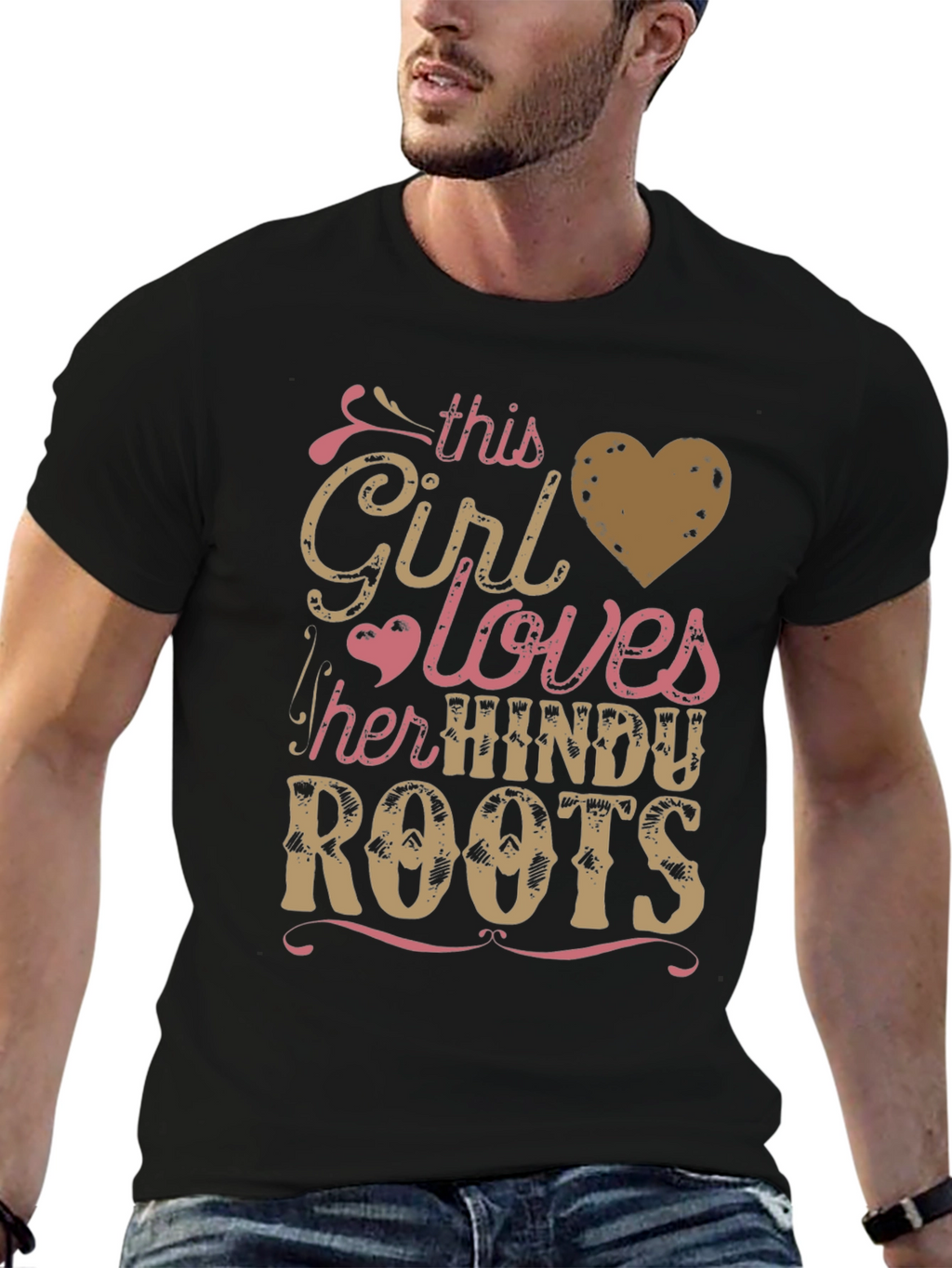 Girl Loves Hindu Roots Black Graphic Tee