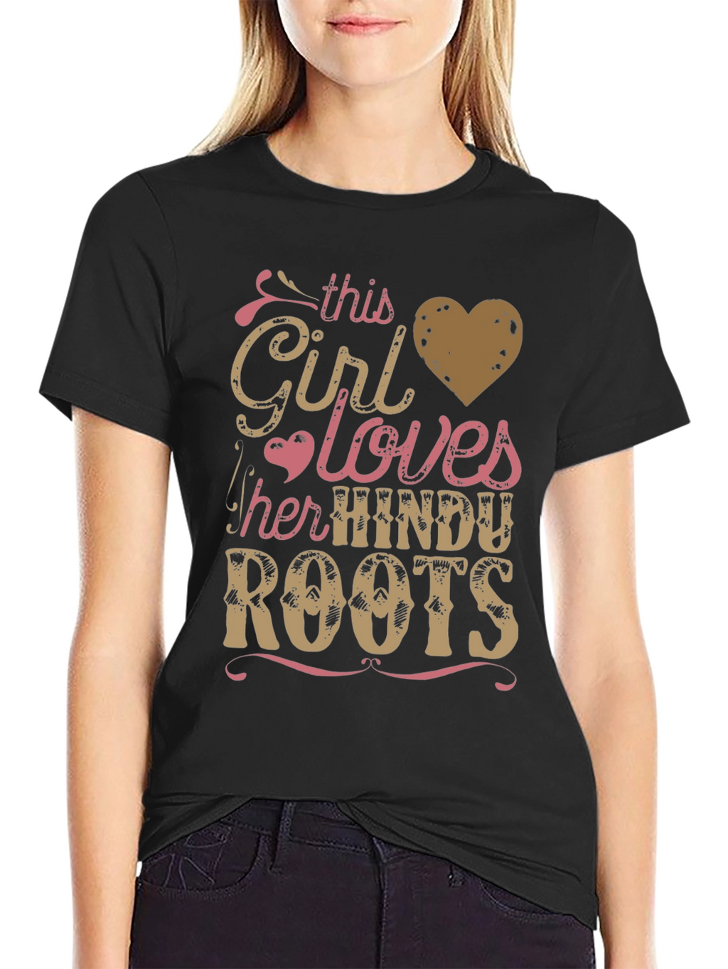 Girl Loves Hindu Roots Black Graphic Tee