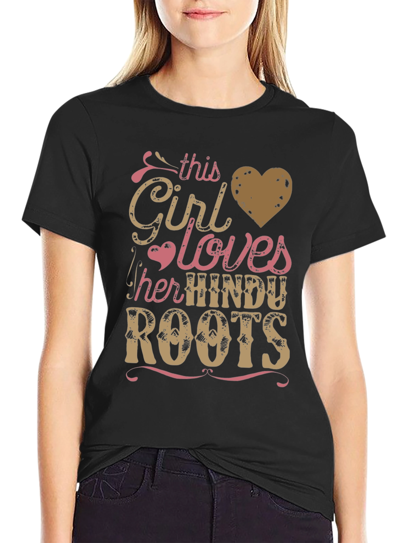 Girl Loves Hindu Roots Black Graphic Tee