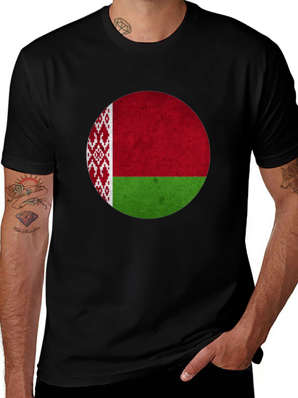 Belarus Flag Graphic T-Shirt - Mens Black Tee