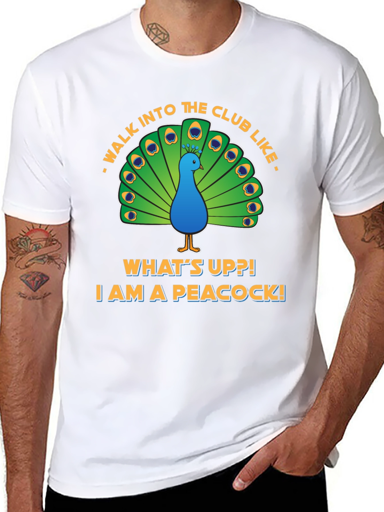 Peacock Club Tee: Walk In Like a Peacock!
