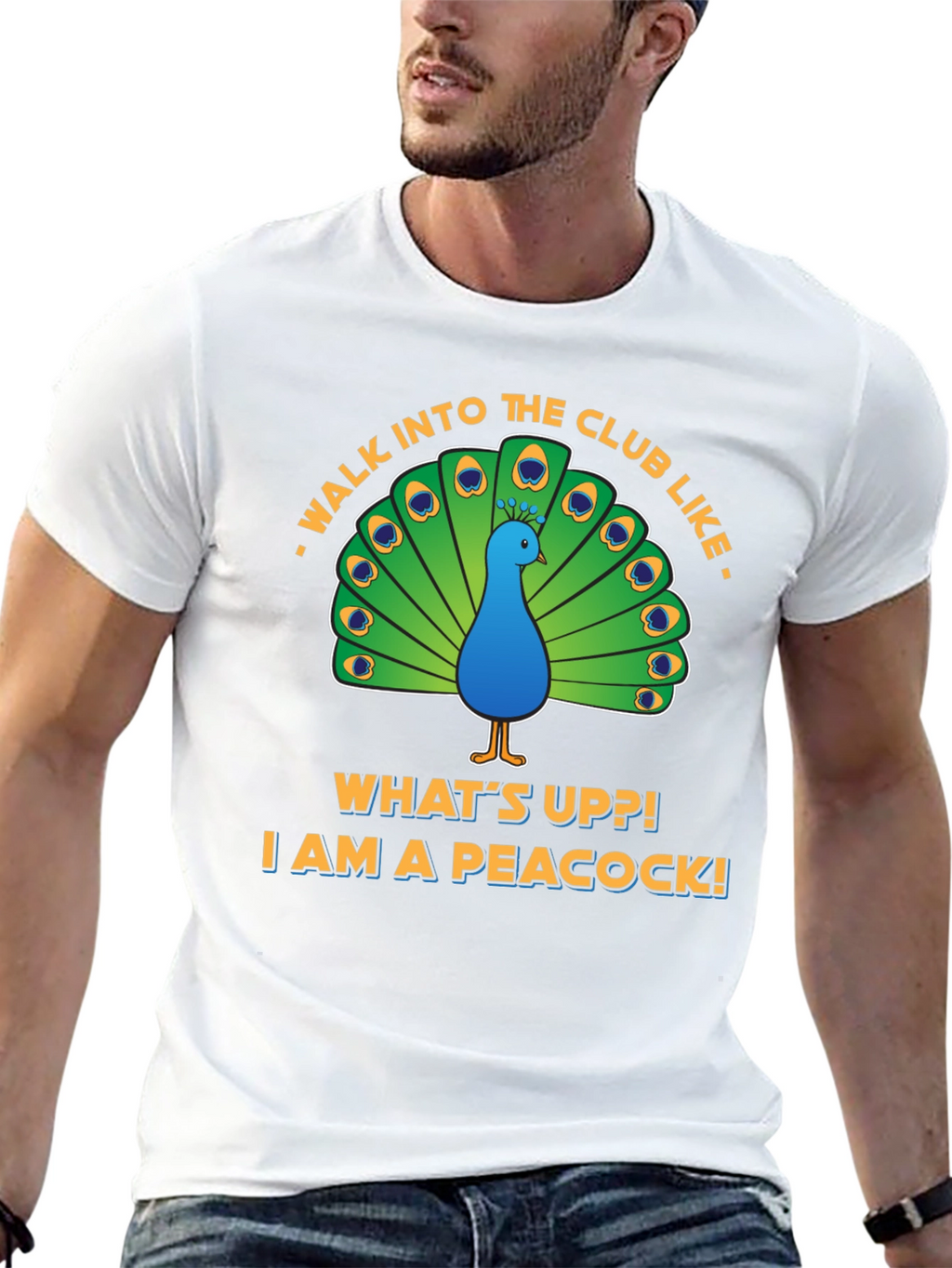 Peacock Club Tee: Walk In Like a Peacock!