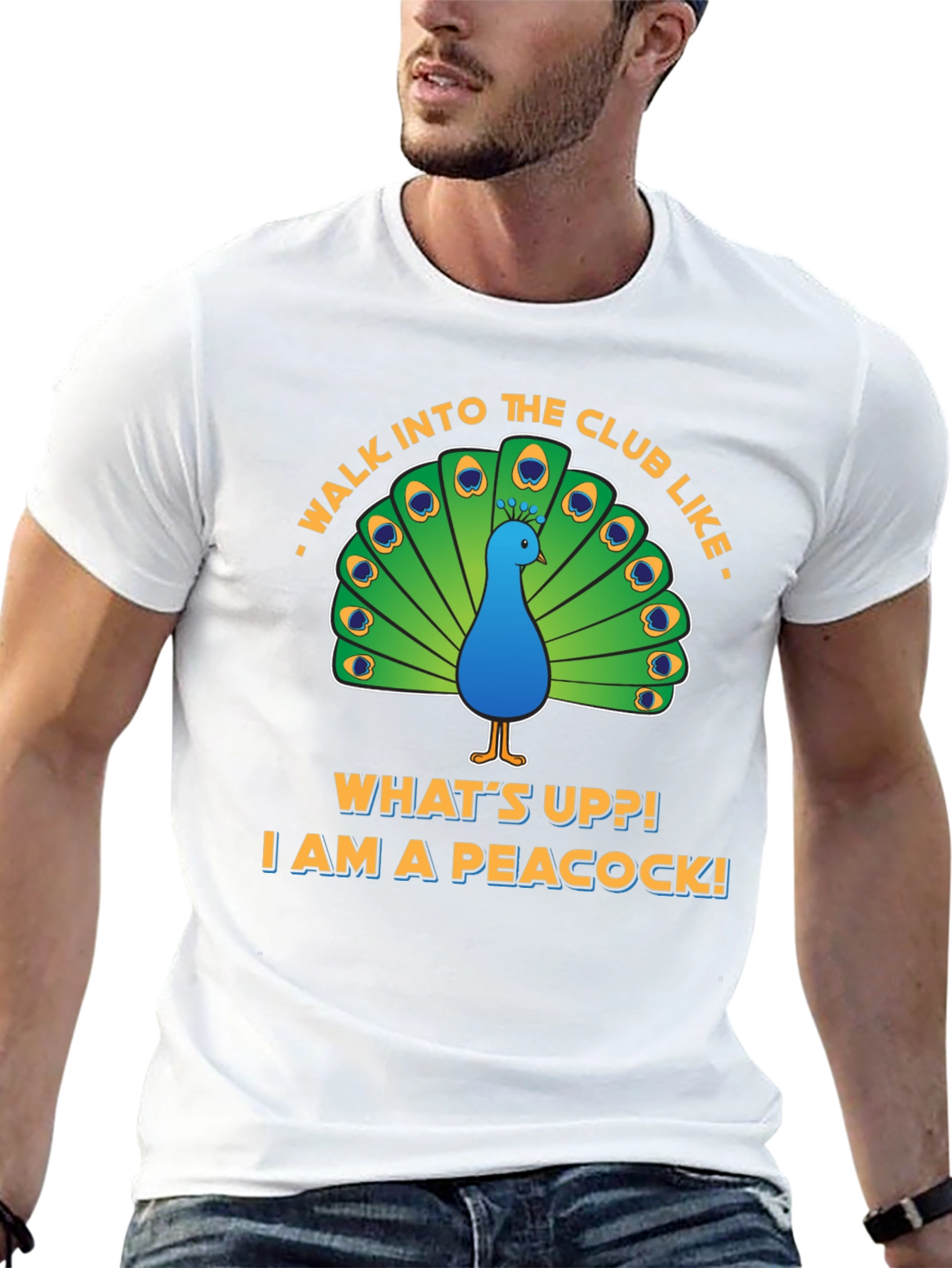 Peacock Club Tee: Walk In Like a Peacock!
