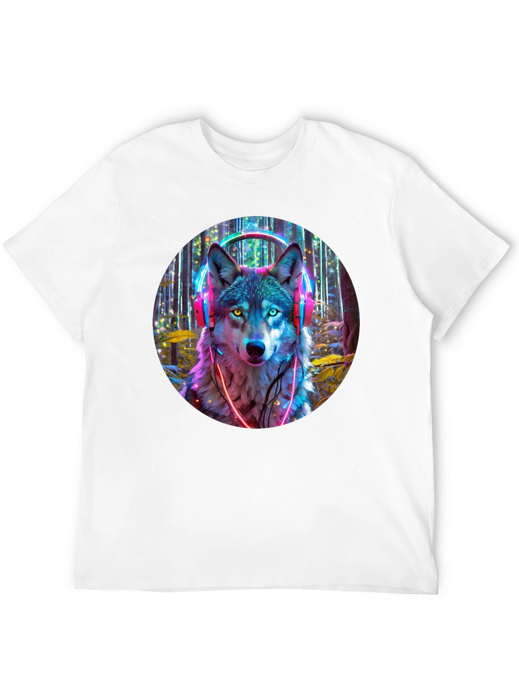 Neon Wolf Headphones Graphic Tee