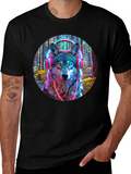 Neon Wolf Headphones Graphic Tee