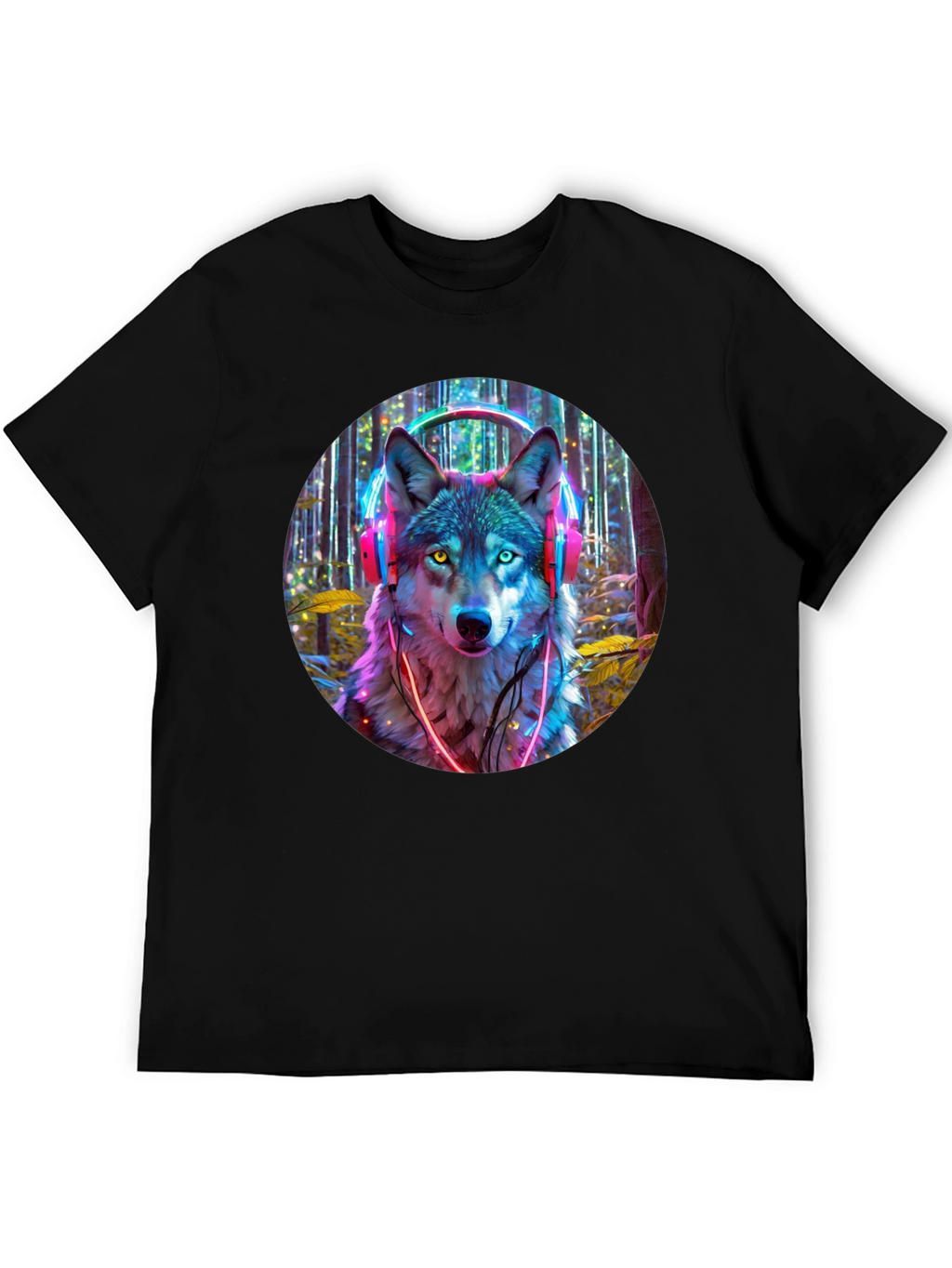 Neon Wolf Headphones Graphic Tee