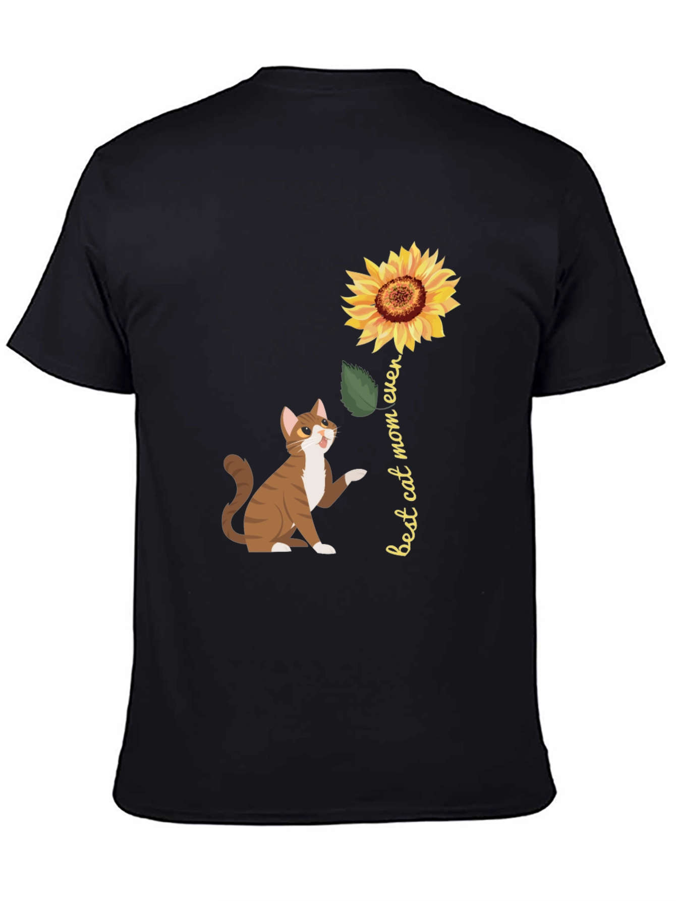 Best Cat Mom Ever Sunflower Graphic T-Shirt
