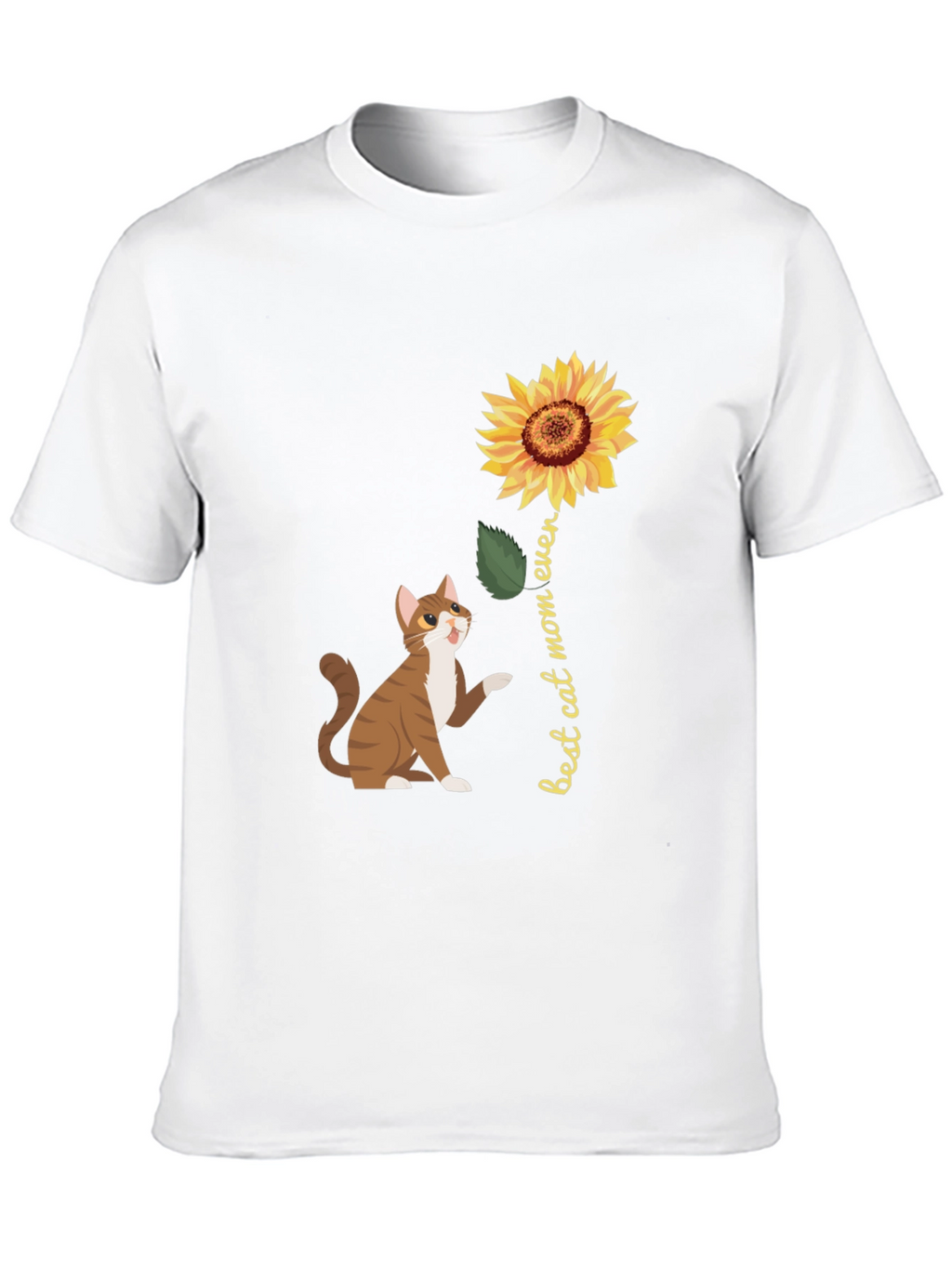 Best Cat Mom Ever Sunflower Graphic T-Shirt