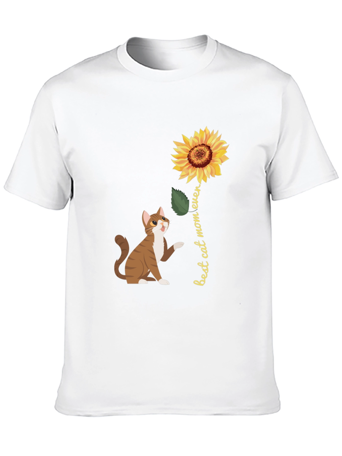 Best Cat Mom Ever Sunflower Graphic T-Shirt