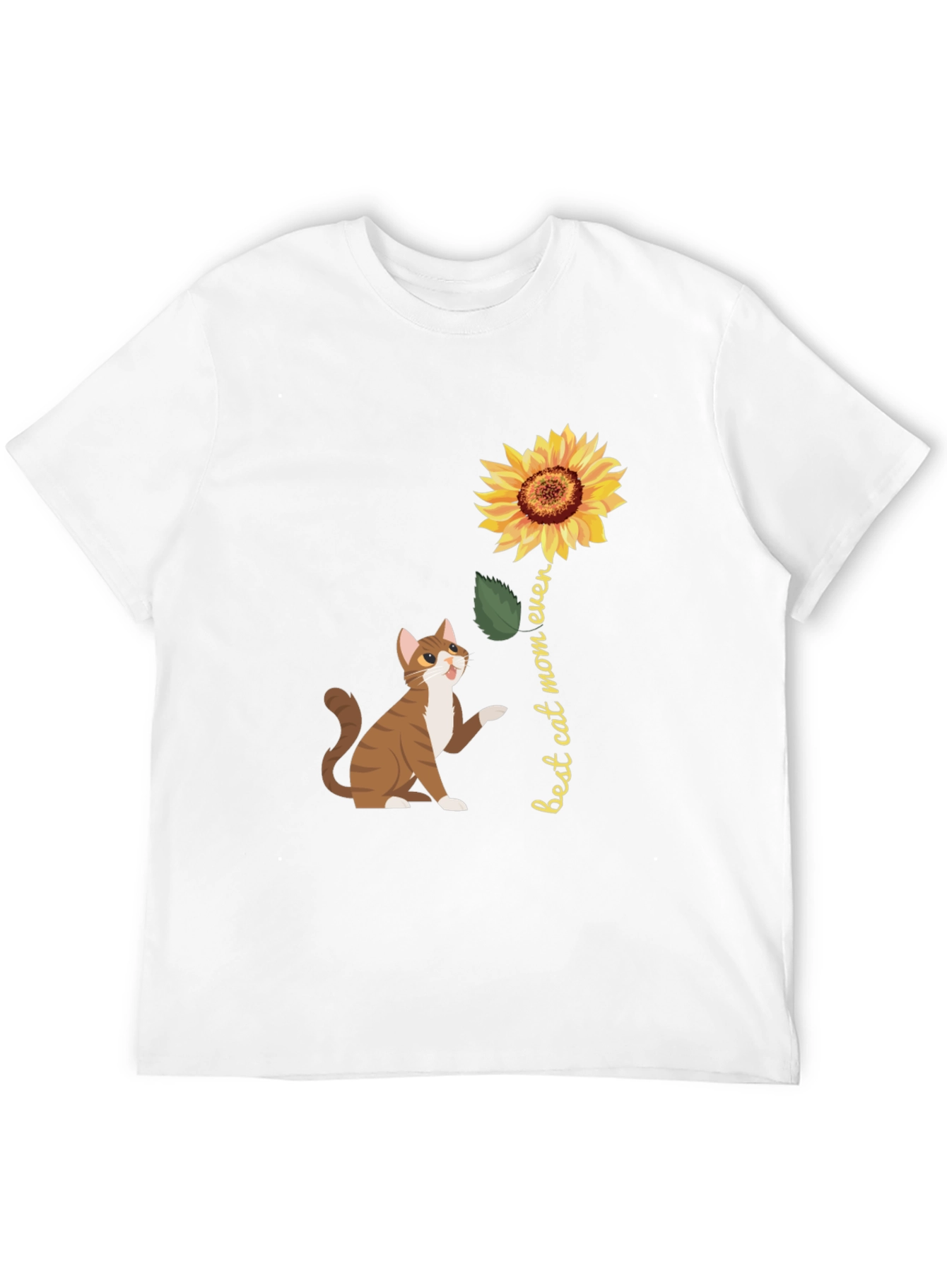 Best Cat Mom Ever Sunflower Graphic T-Shirt