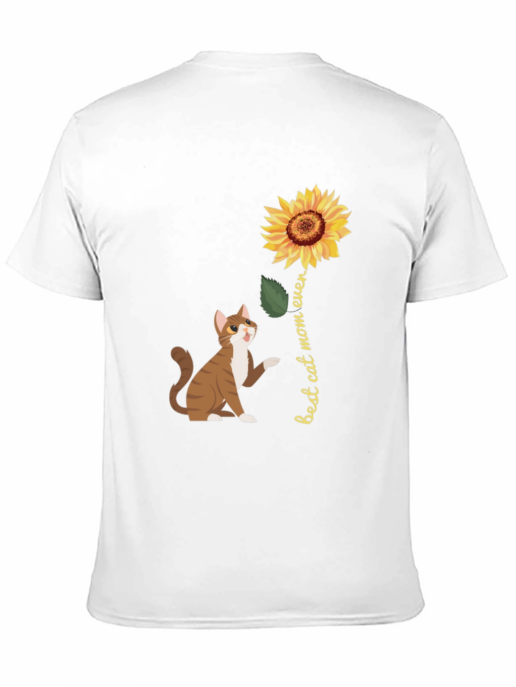 Best Cat Mom Ever Sunflower Graphic T-Shirt