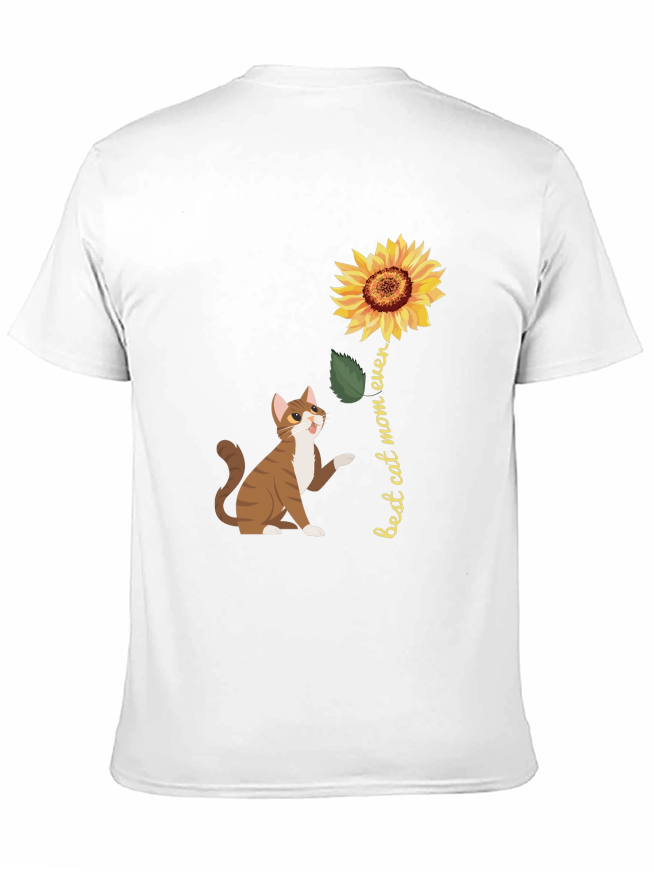 Best Cat Mom Ever Sunflower Graphic T-Shirt