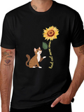 Best Cat Mom Ever Sunflower Graphic T-Shirt