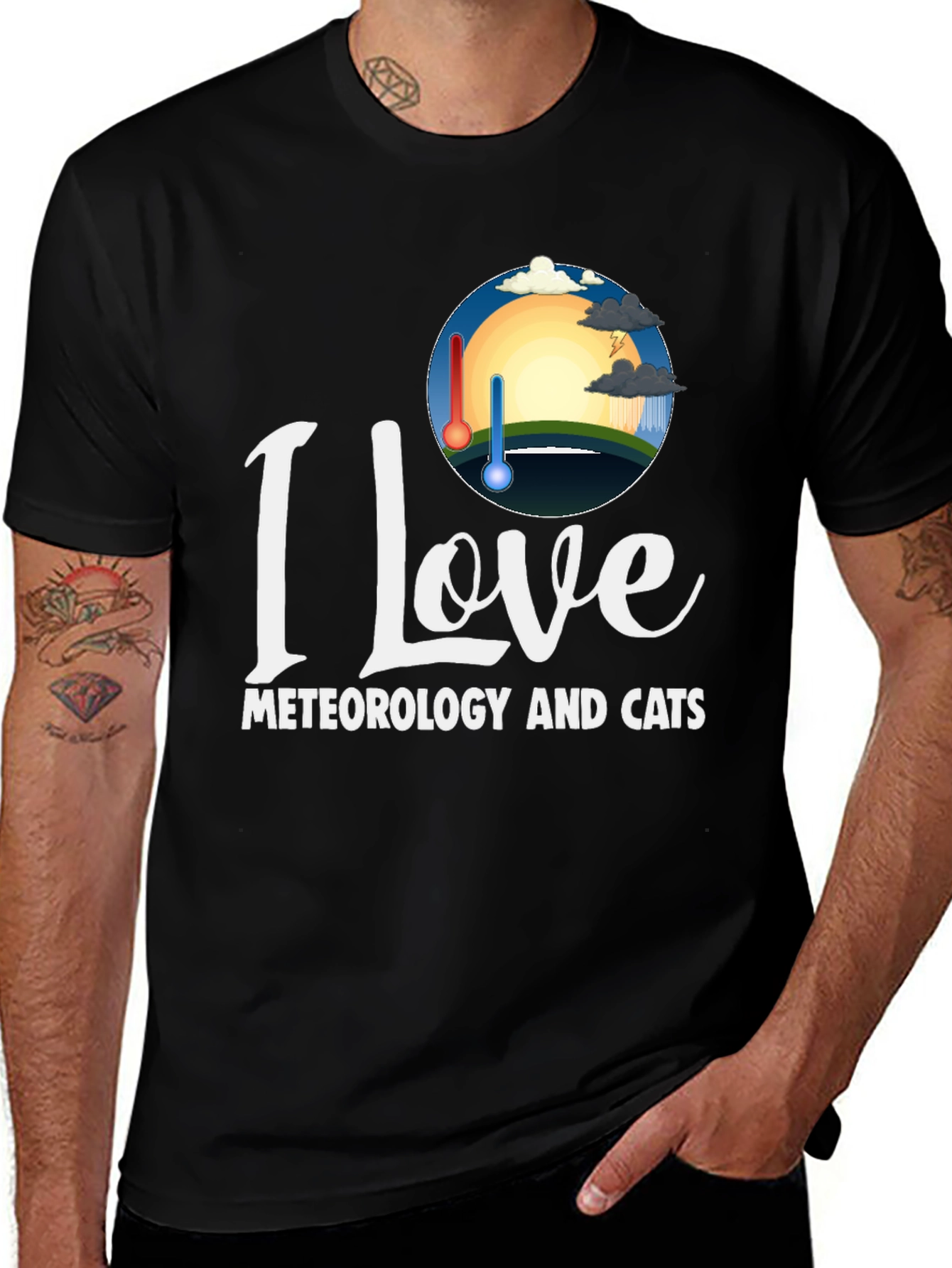 I Love Meteorology and Cats T-Shirt