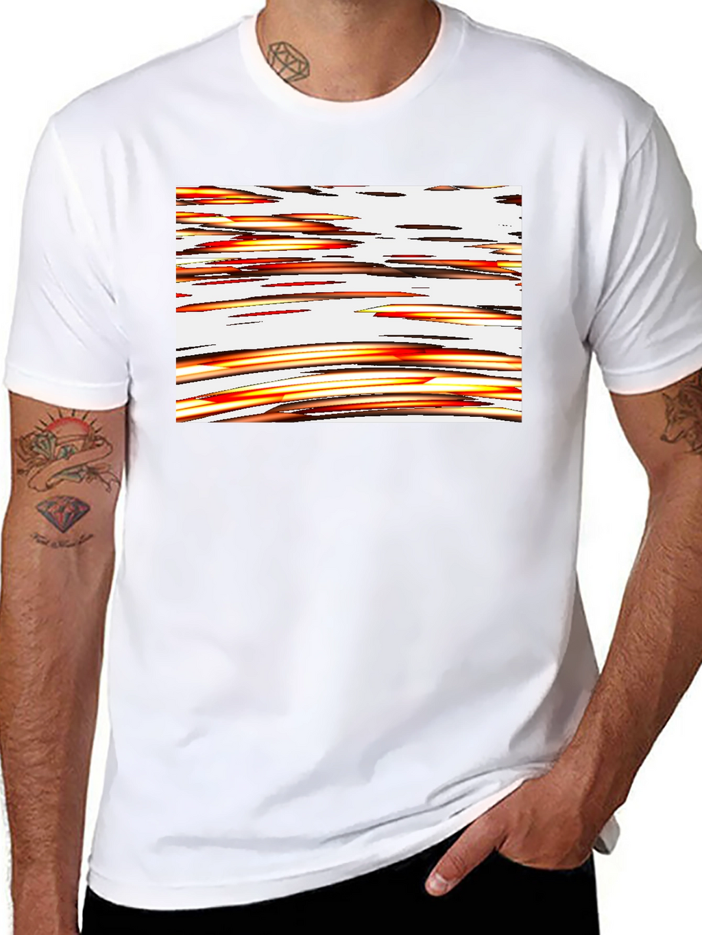 Abstract Stripe Graphic Black T-Shirt