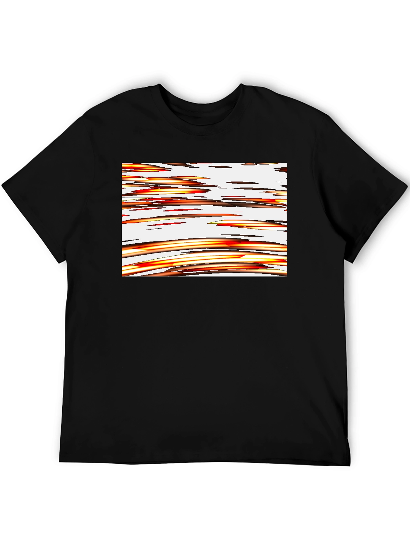 Abstract Stripe Graphic Black T-Shirt