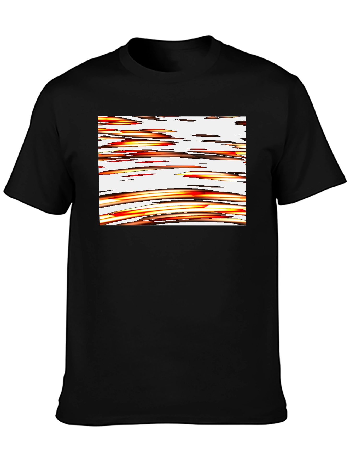 Abstract Stripe Graphic Black T-Shirt