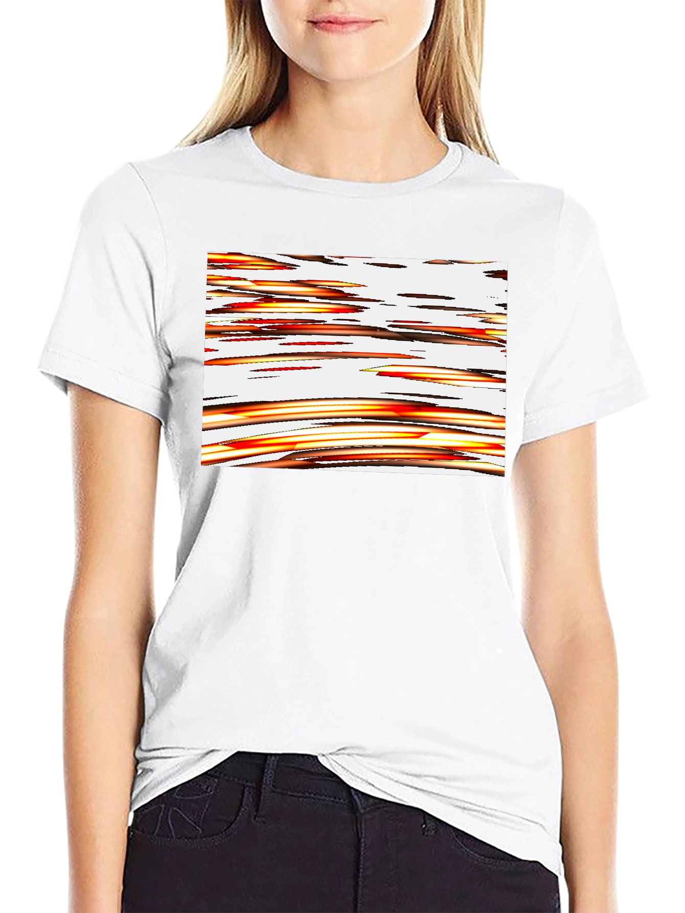 Abstract Stripe Graphic Black T-Shirt
