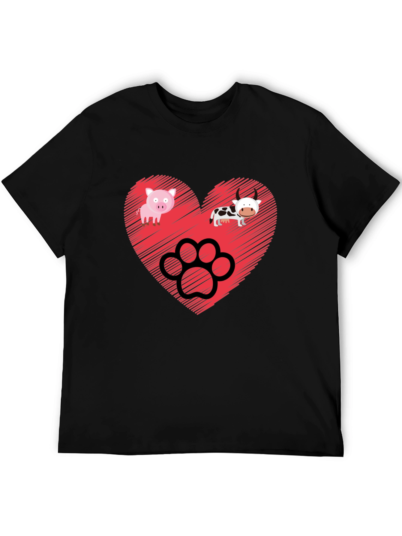 Heart Animal Paw Print Graphic Tee