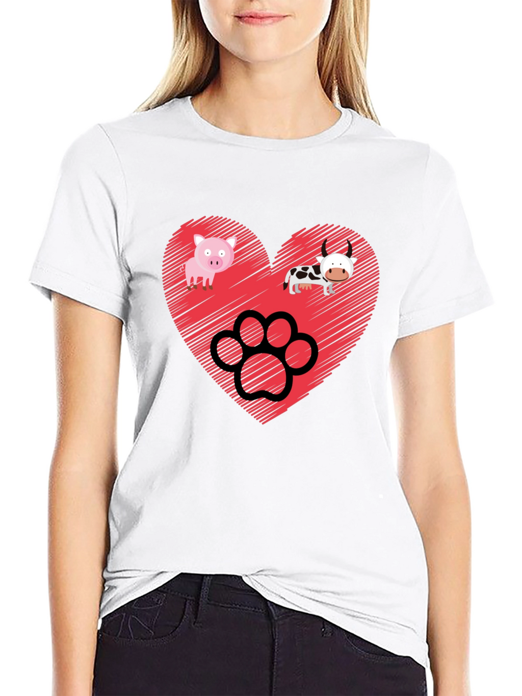 Heart Animal Paw Print Graphic Tee