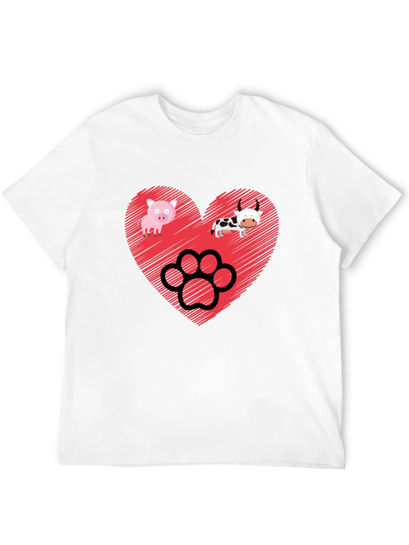 Heart Animal Paw Print Graphic Tee
