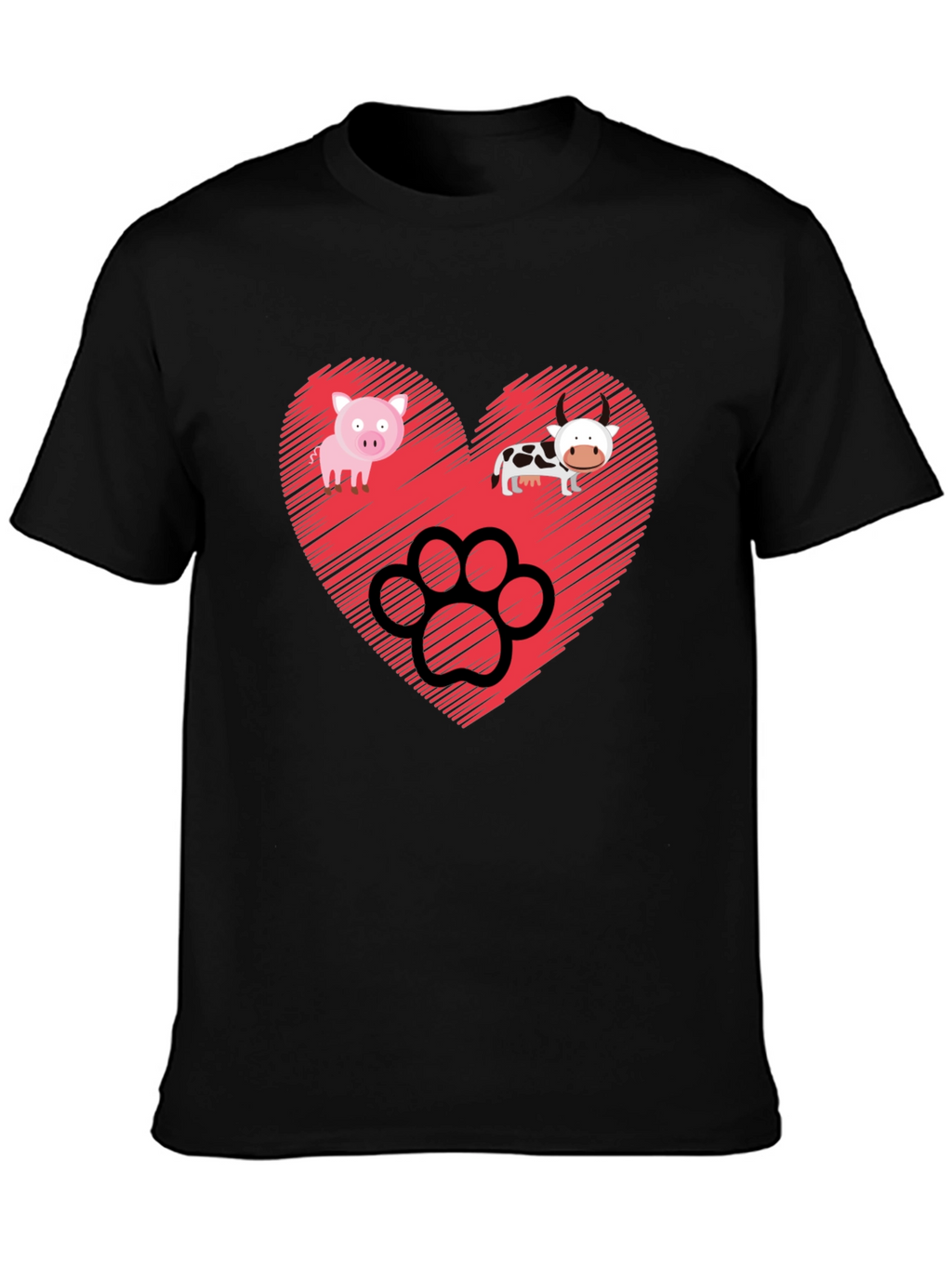 Heart Animal Paw Print Graphic Tee