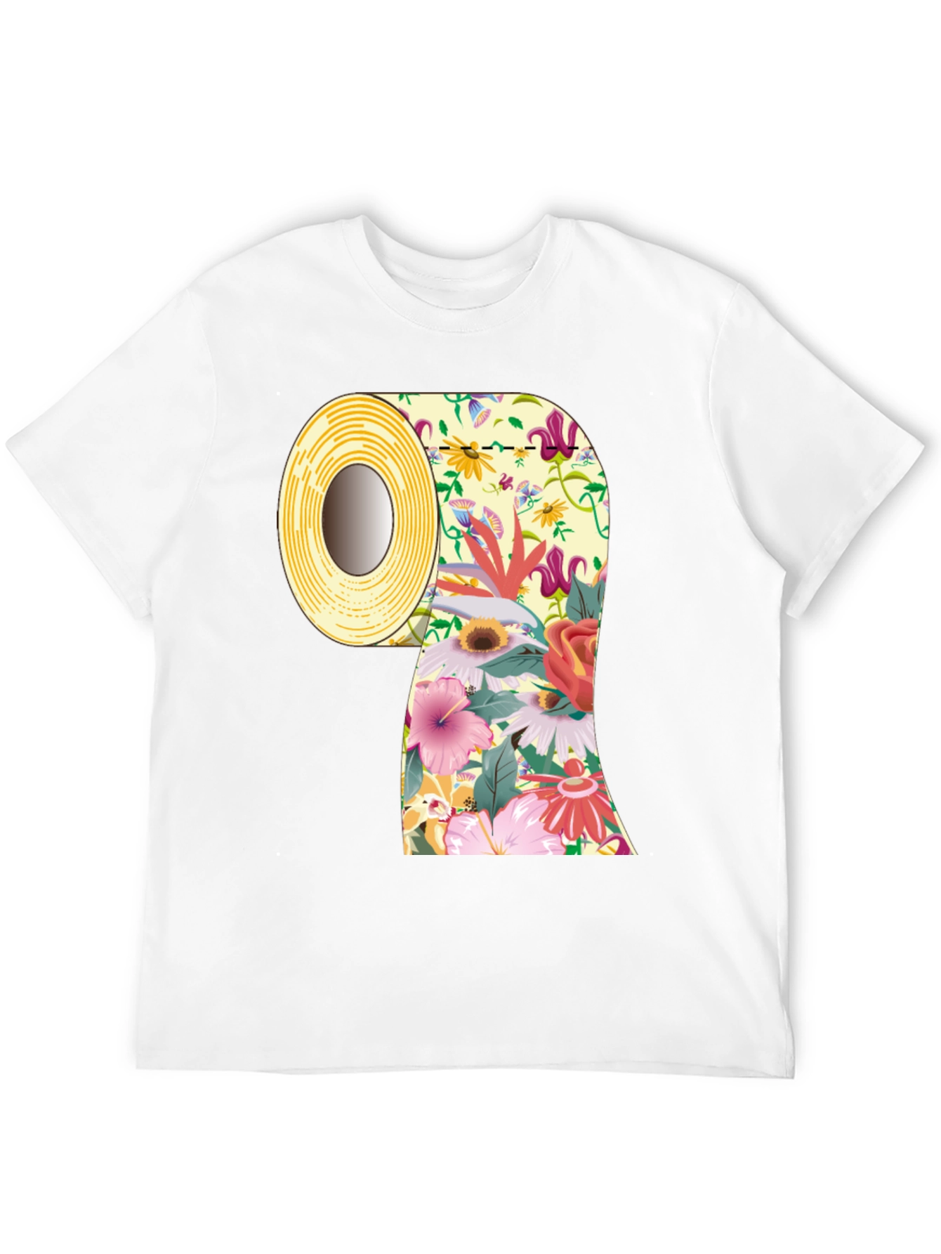 Floral Toilet Paper Roll Graphic T-Shirt