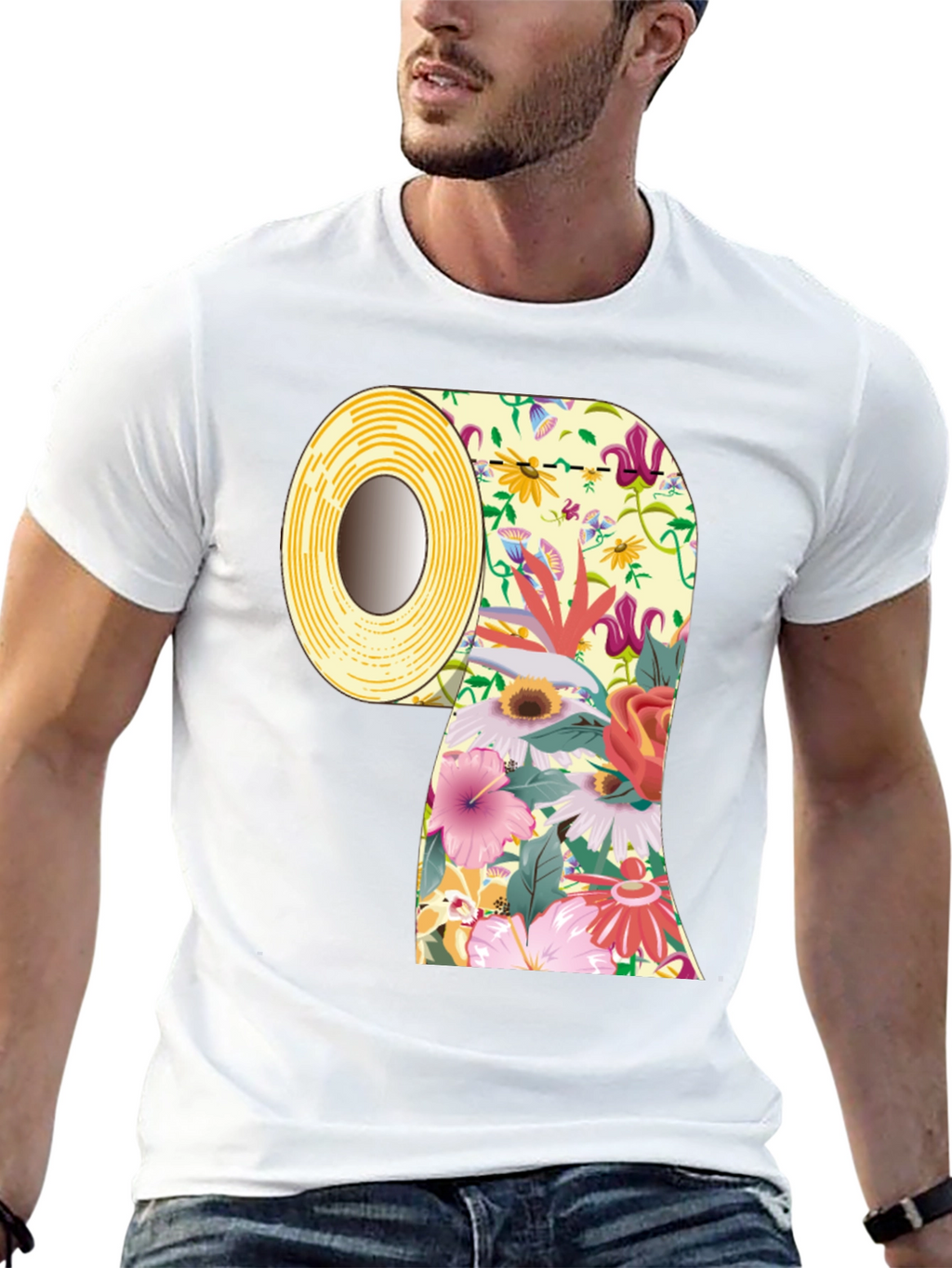 Floral Toilet Paper Roll Graphic T-Shirt