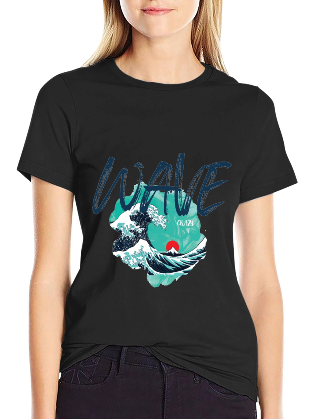 Wave Graphic Print Crew Neck T-Shirt