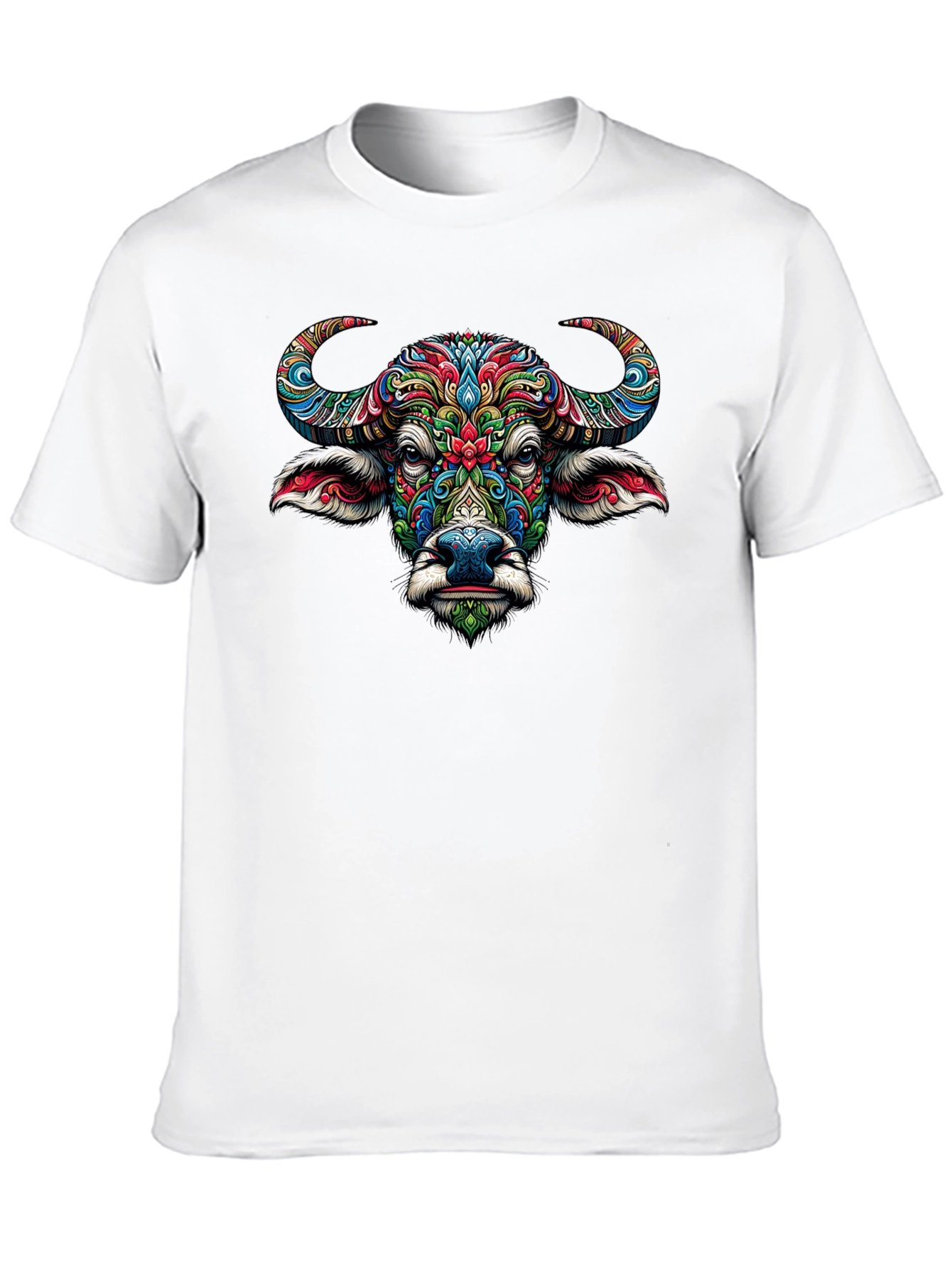 Vibrant Buffalo Graphic Tee - Artistic Animal Design
