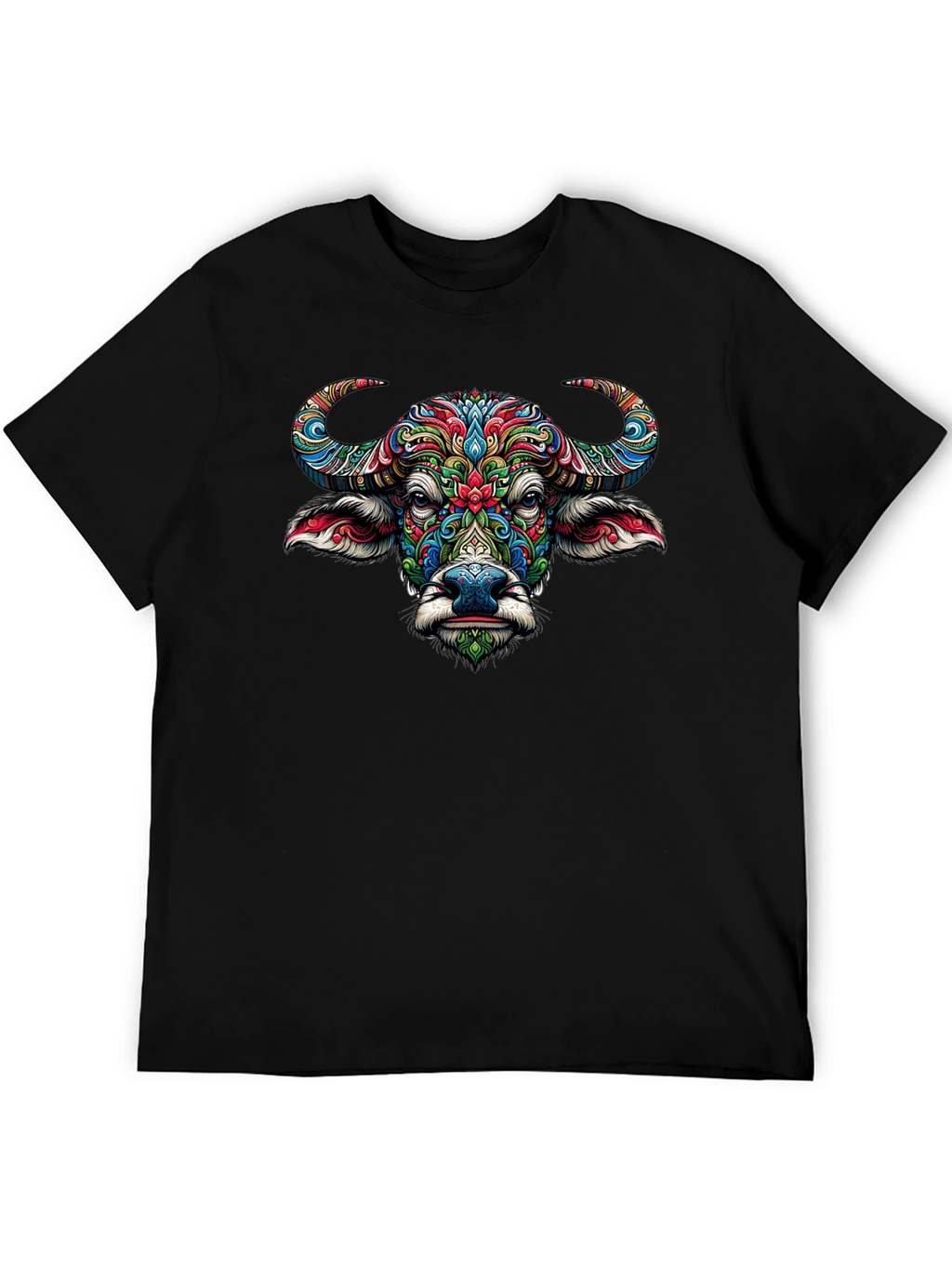 Vibrant Buffalo Graphic Tee - Artistic Animal Design