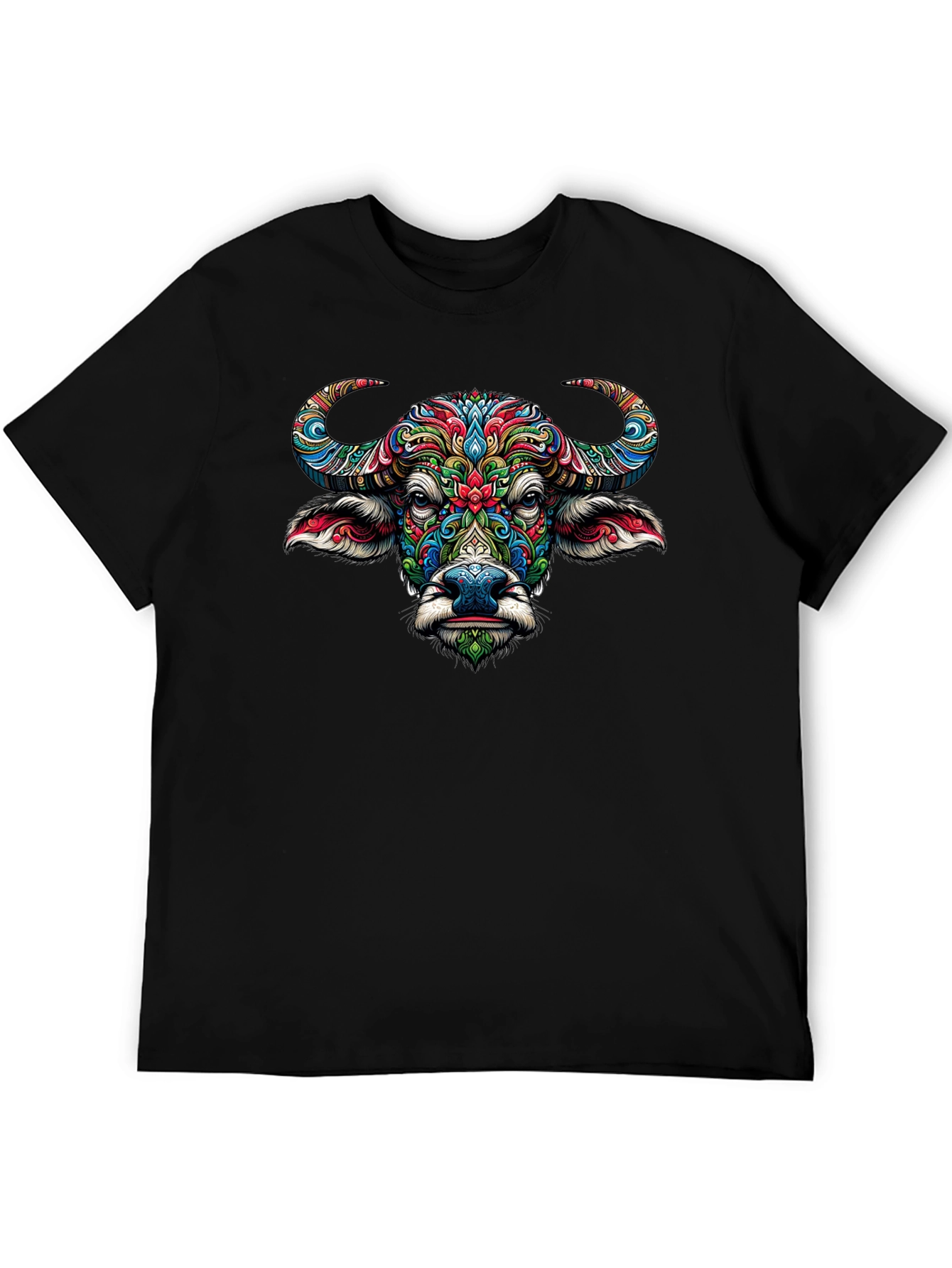 Vibrant Buffalo Graphic Tee - Artistic Animal Design