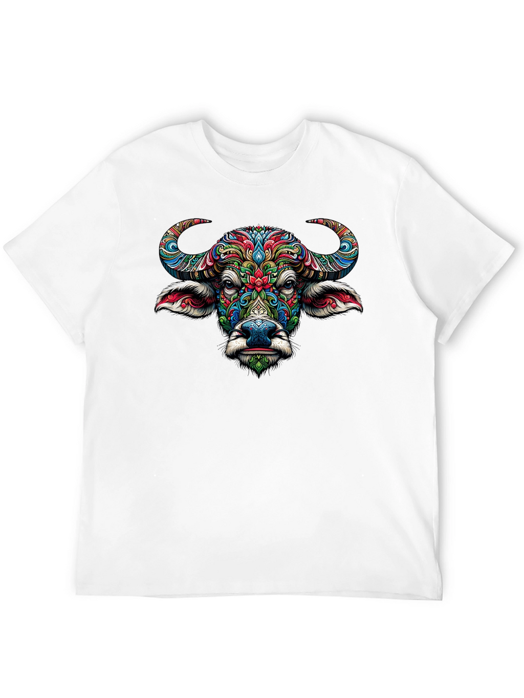 Vibrant Buffalo Graphic Tee - Artistic Animal Design